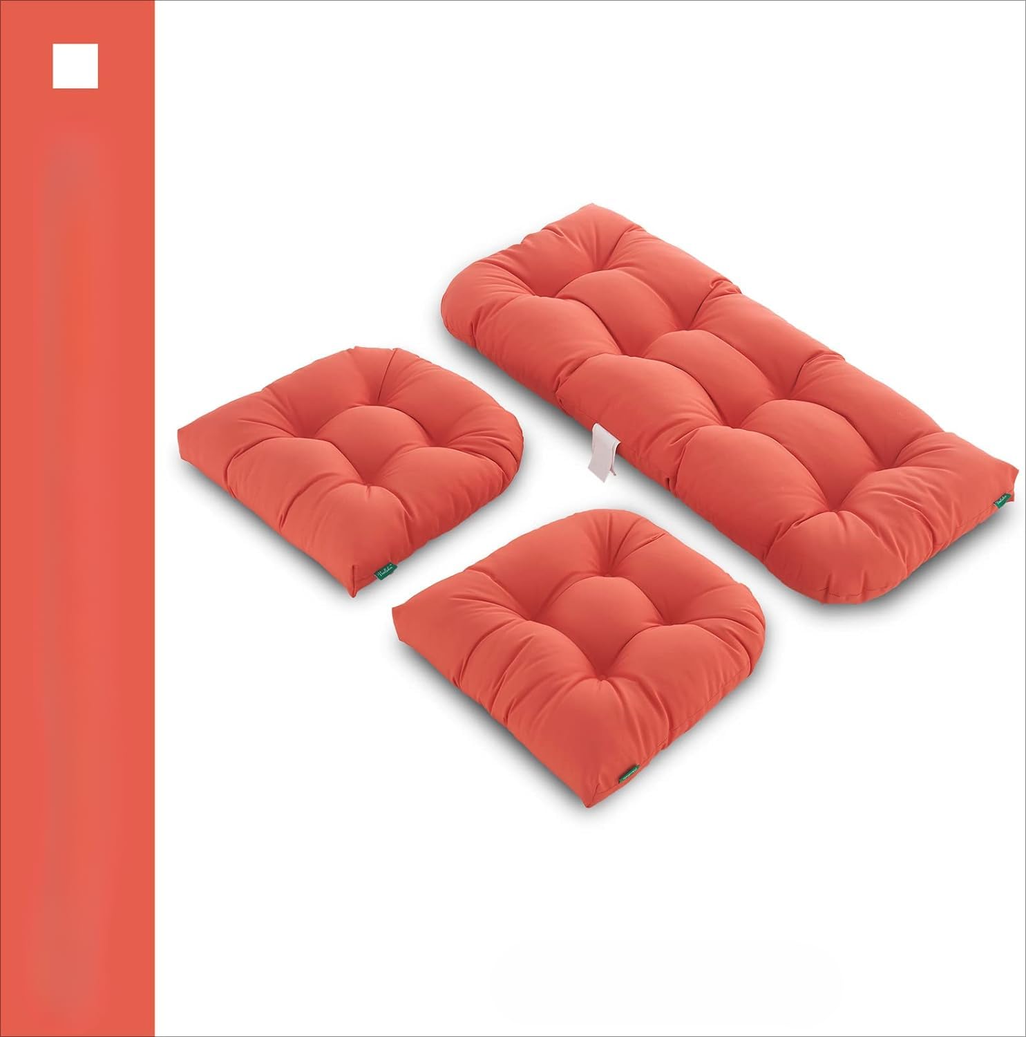3-Piece Waterproof Tufted Wicker Chair Cushion Set - 1 Loveseat & 2 U-Shaped Cushions for Outdoor/Indoor Patio Furniture - All-Weather, Durable & Comfortable (Grey) - Perfect for Garden, Deck, Poolside & Sunroom Relaxation