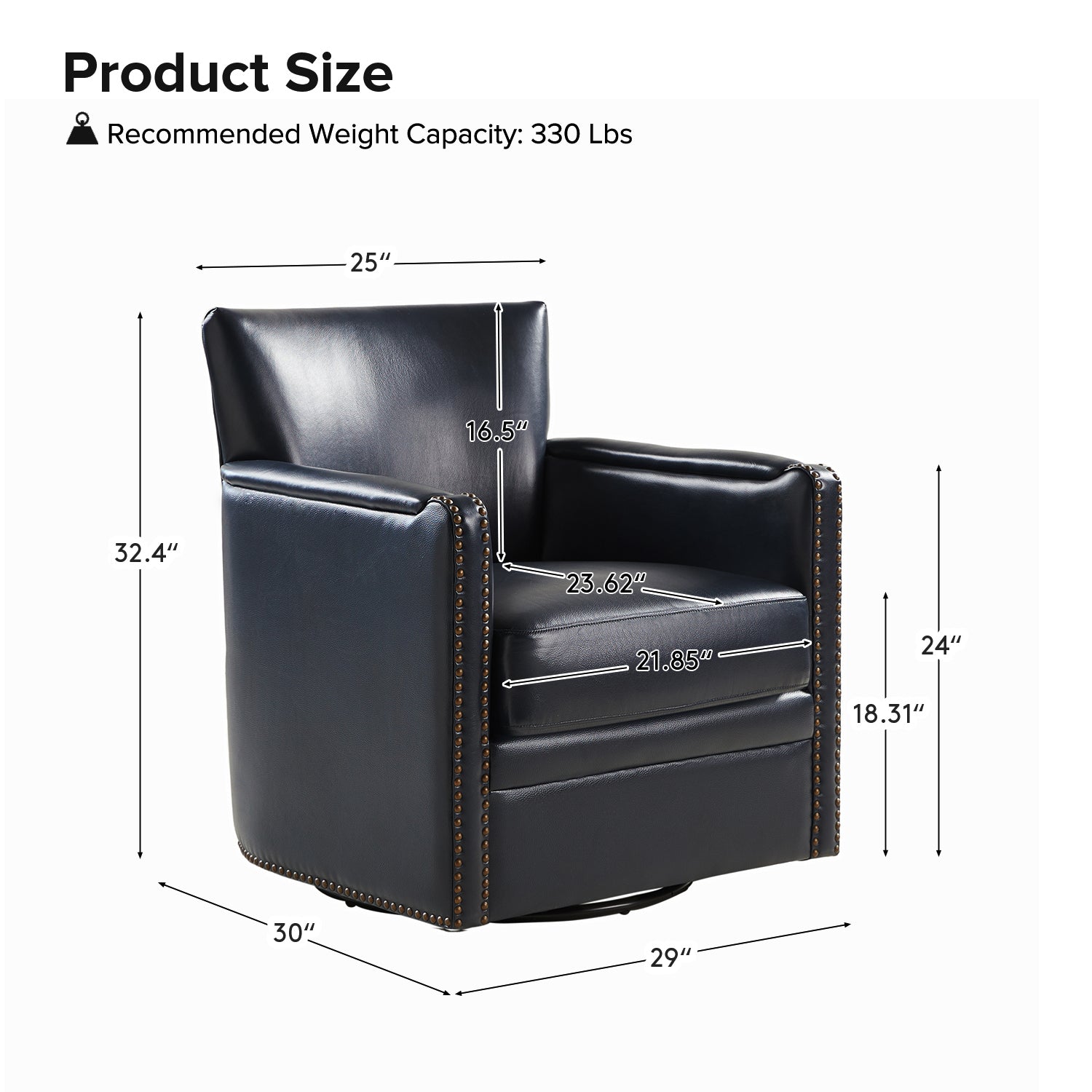 Gloria Genuine Leather Swivel Chair - 360° Rotating Office Chair with Adjustable Height for Home & Office Workspace - Perfect for Conference Rooms, Study Desks and Executive Offices