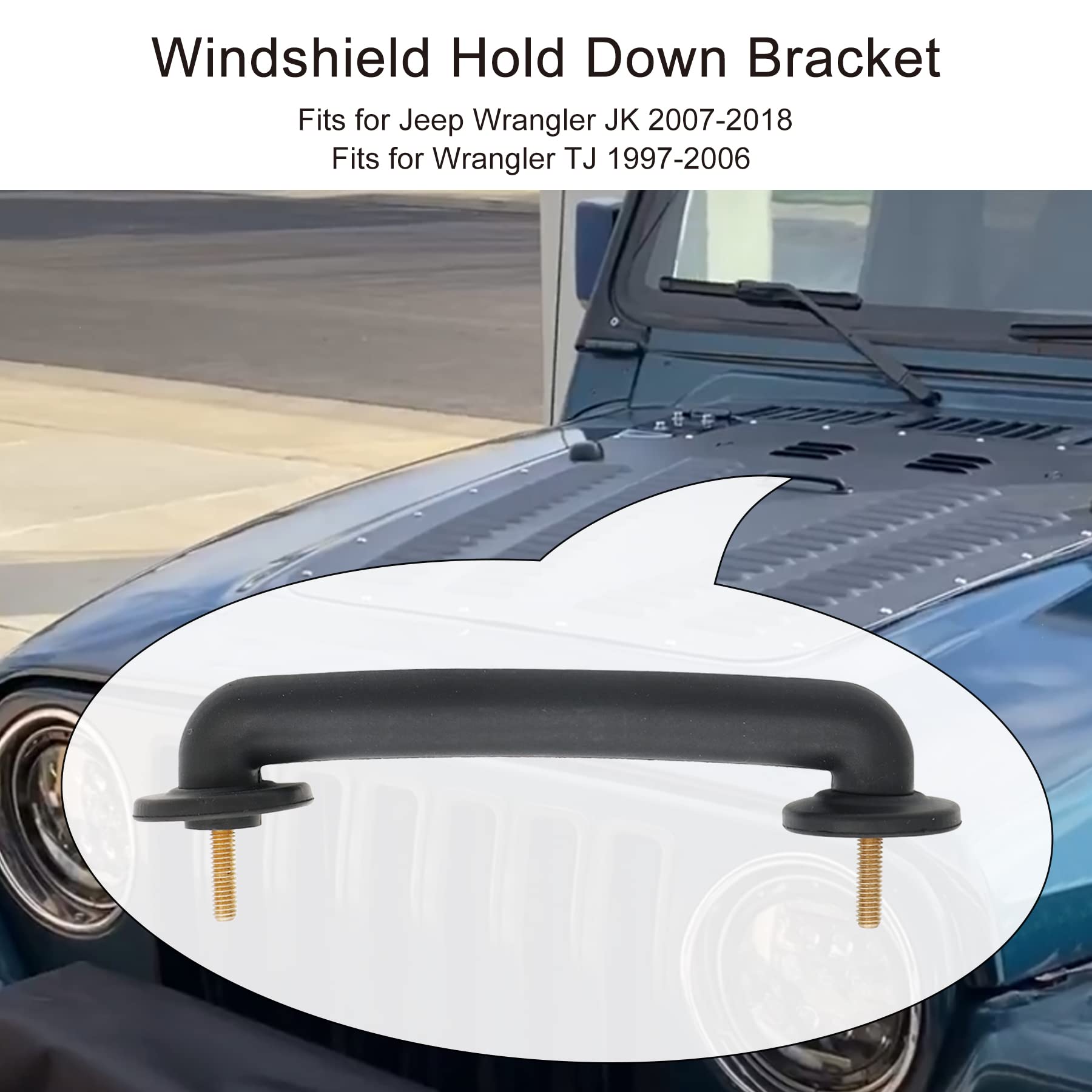 Jeep Wrangler TJ (1997-2006) & JK (2007-2018) Front Windshield Hold Down Bracket & Hood Handle Replacement - OEM 55176422 - Perfect for Off-Roading & Car Hood Maintenance