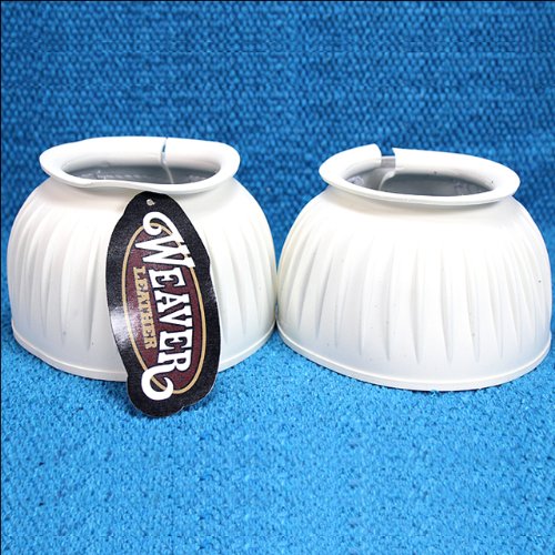 Weaver Double Velcro Horse Bell Boots - XL Size, White - Protective Leg Gear for Jumping & Riding