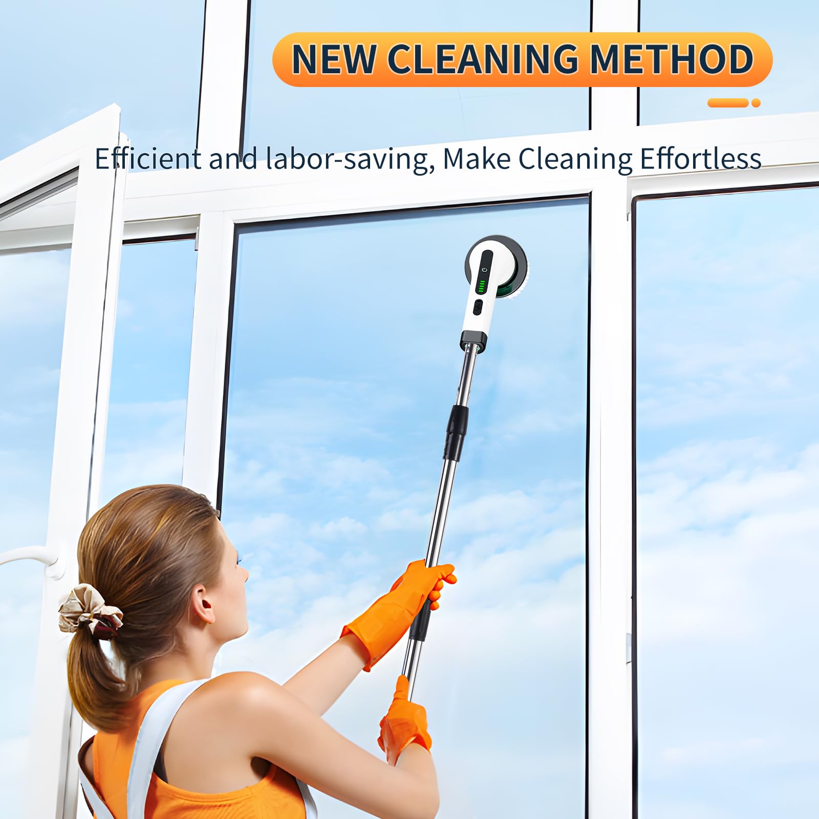 Cordless Electric Spin Scrubber - Power Shower Cleaner with 9 Brush Heads & Long Handle for Bathroom, Tub, Floor, Kitchen, Window & Car Cleaning | Perfect for Deep Cleaning Grout, Tiles & Hard-to-Reach Areas