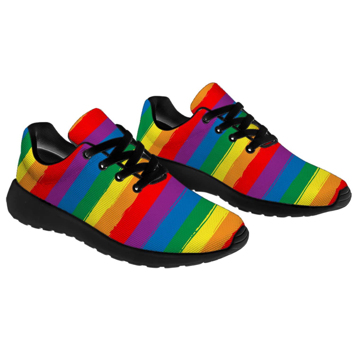 **Rainbow Pride Shoes for Women & Men - LGBT Running Sneakers with Rainbow Stripes & Flag Design - Comfortable Walking & Tennis Shoes - Perfect for Pride Month & LGBTQ+ Events - Size 8.5 Women / 7 Men**