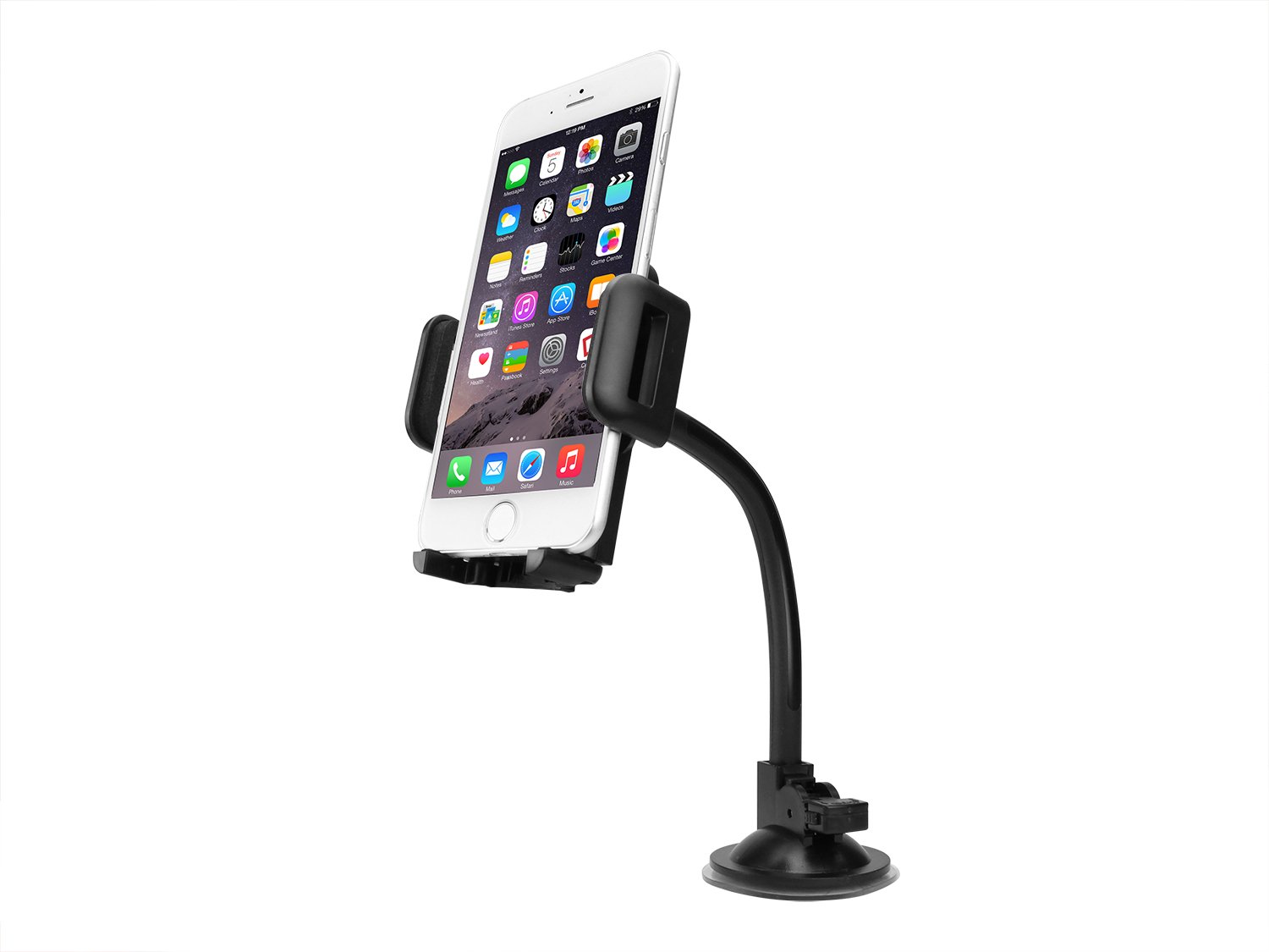 Upgraded Car Phone Holder Mount - Windshield & Dashboard Compatible, Long Arm Adjustable Cell Phone Stand with Strong Suction Cup - Perfect for GPS Navigation, Hands-Free Driving & Road Trips