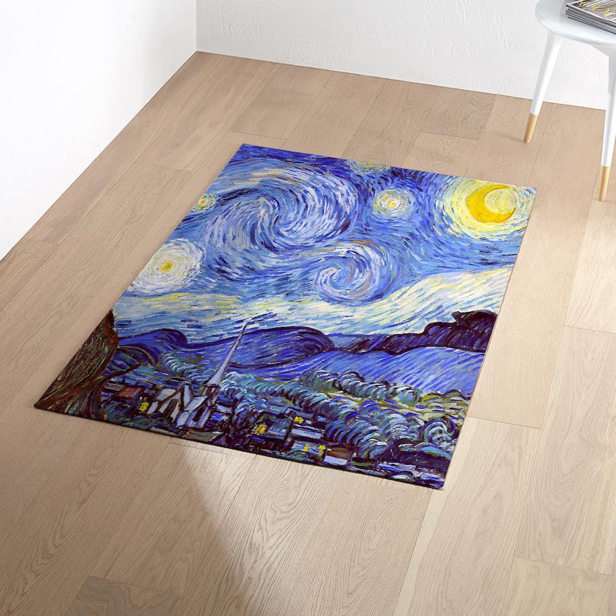 Starry Night Van Gogh Area Rug - Non-Slip Decorative Throw Rug for Living Room, Bedroom, Office - Inspired by Van Gogh's Famous Painting - Perfect for Home Decor and Gifts