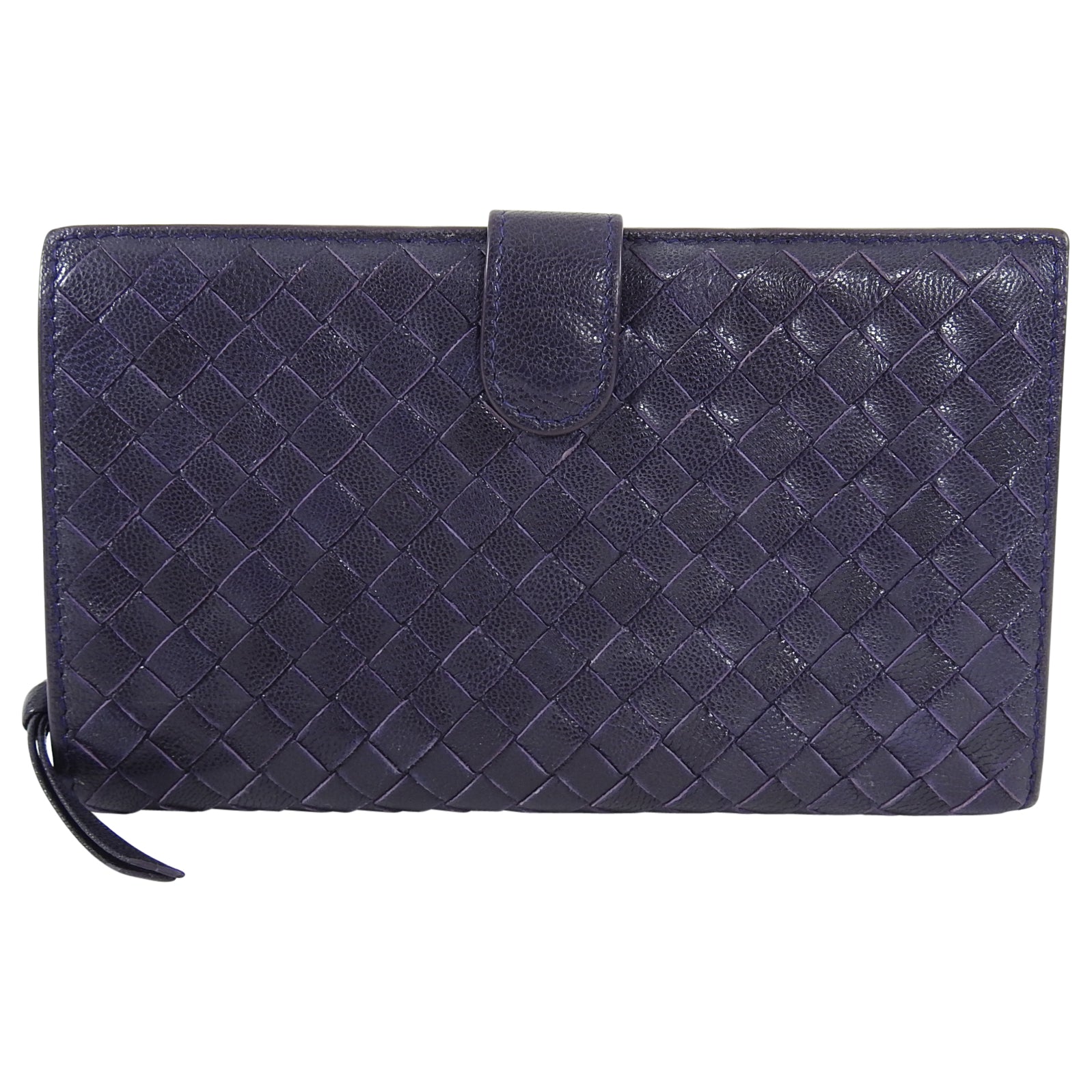 Bottega Veneta Dark Purple Intrecciato Leather Wallet for Men & Women | Luxury Designer Card Holder for Everyday Use & Travel