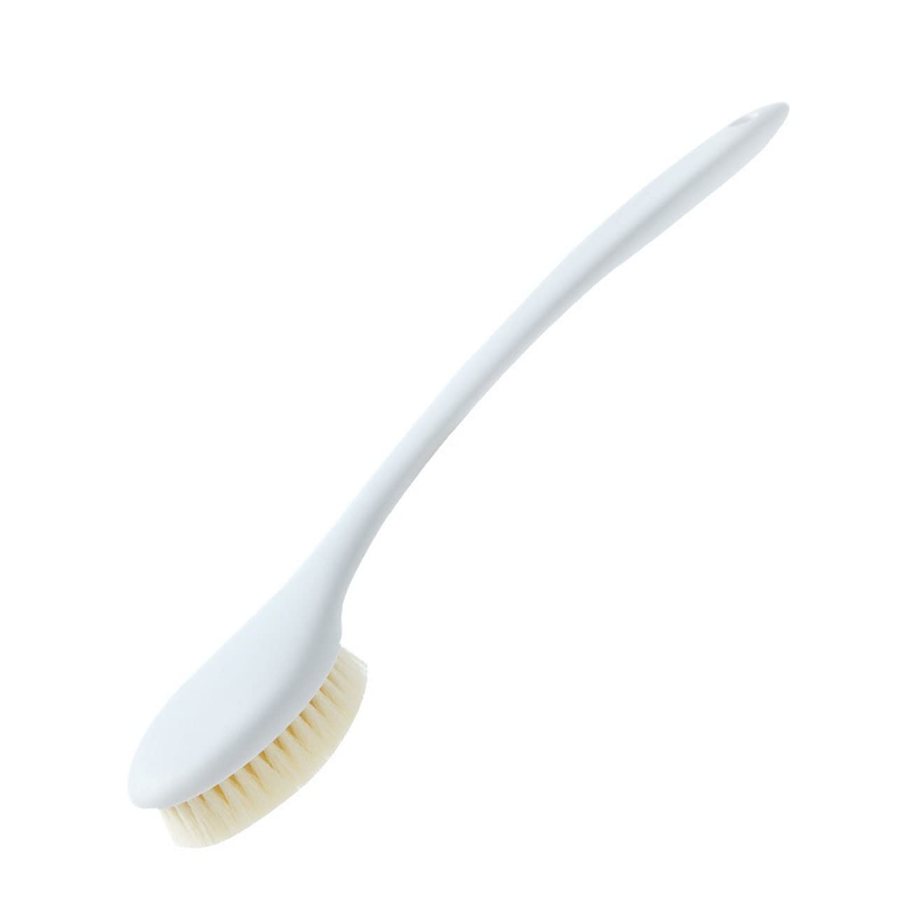 Long Handle Back Scrub Brush for Shower - Ergonomic Bath Brush with Soft Bristles, Exfoliating Body Brush for Deep Cleansing & Skin Care - Perfect for Hard-to-Reach Areas & Relaxing Bath Time (White)