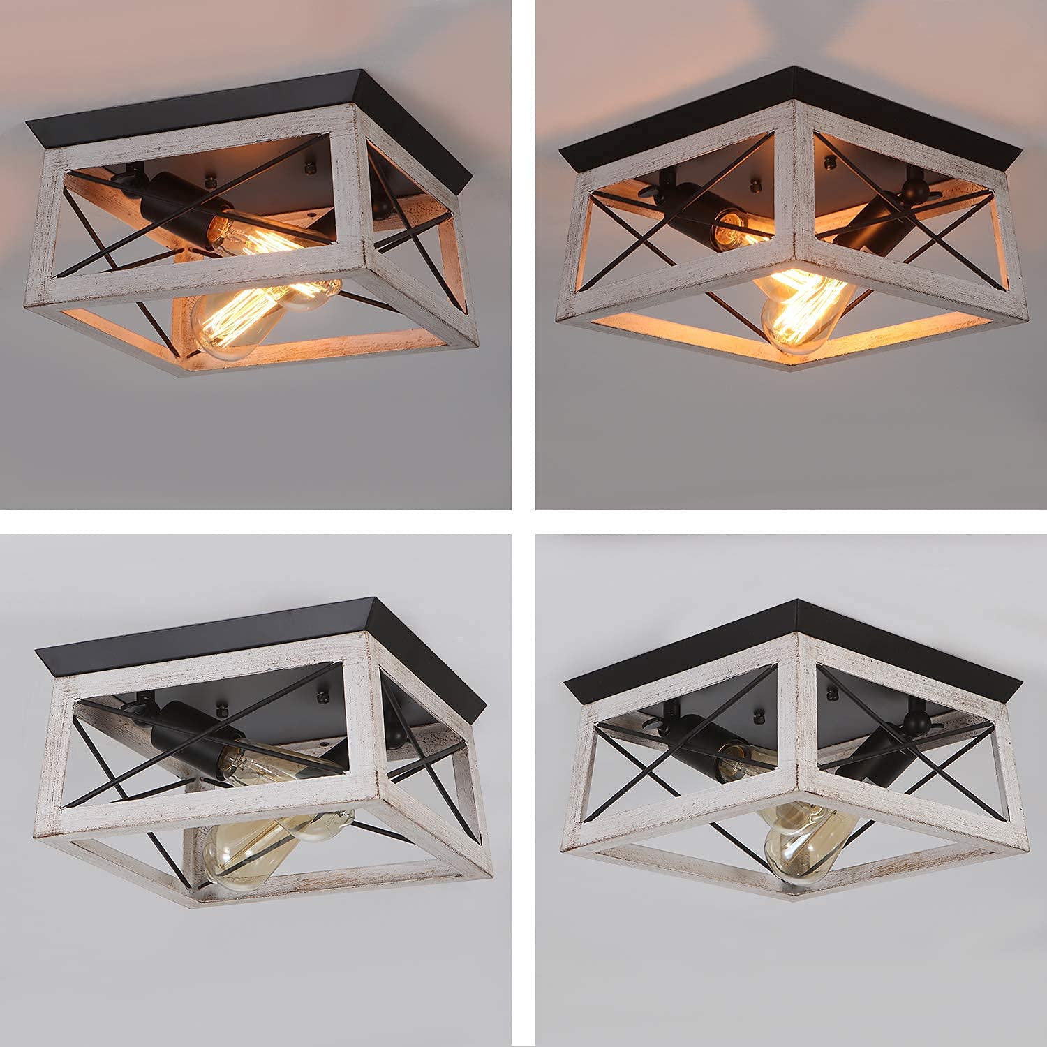 Luupyia 1-Light & 2-Light Farmhouse Pendant and Ceiling Light Fixture Set - Vintage Multidirectional Flush Mount Lighting for Kitchen, Dining Room, and Bedroom