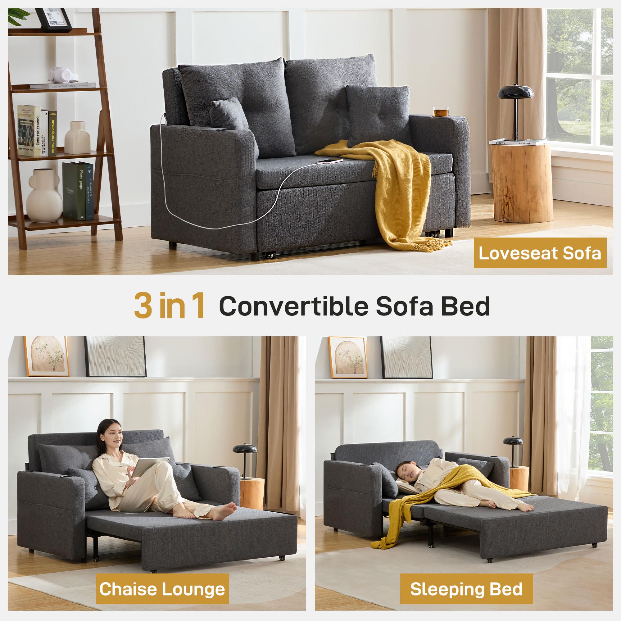 3 in 1 Convertible Sofa Bed - 56