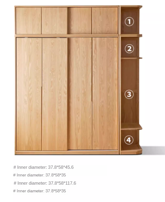 Solid Oak Wood Sliding Door Wardrobe - Durable & Stylish Closet Storage for Bedroom, Living Room, and Office Organization