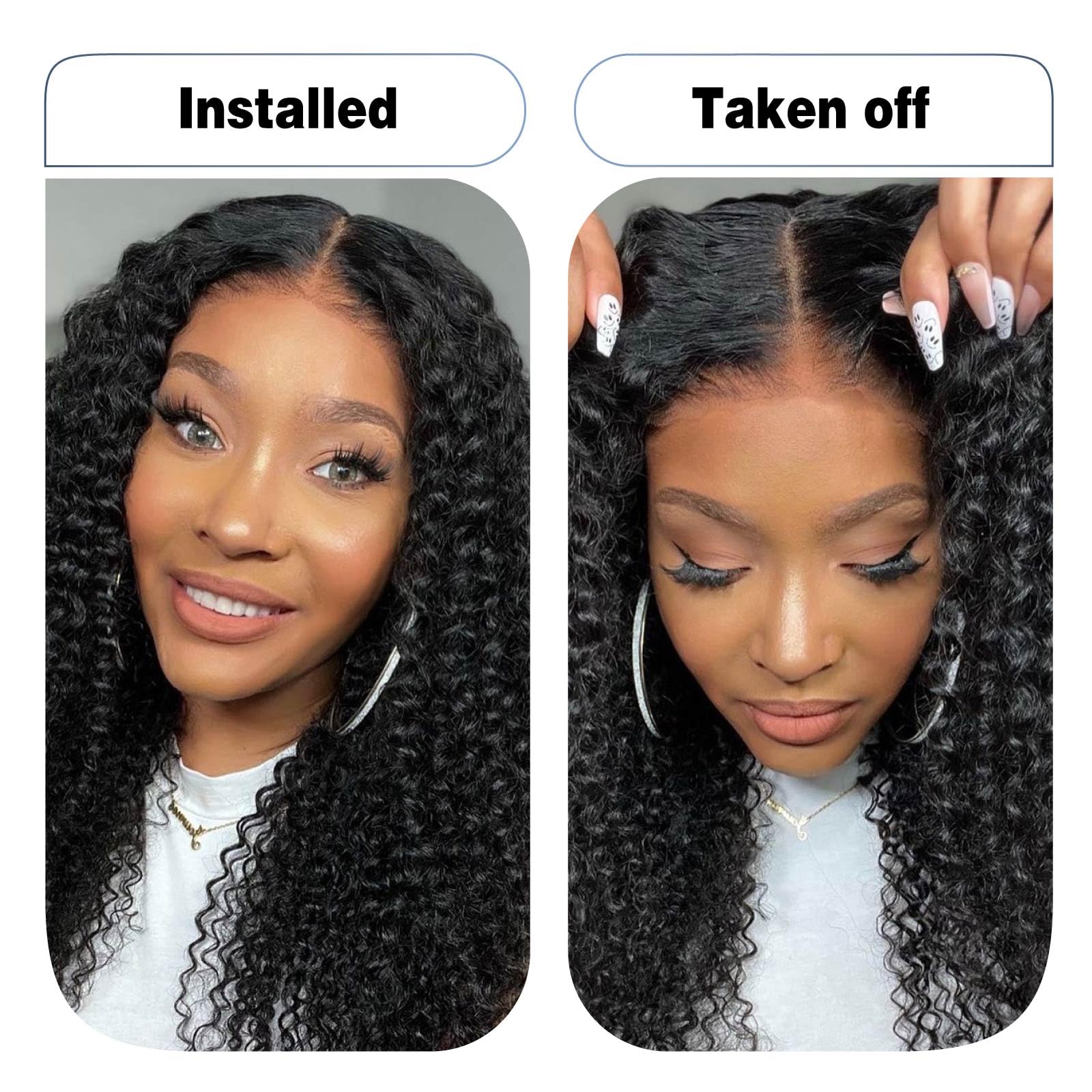 13x4 Deep Wave Lace Front Wigs Human Hair 180% Density | Pre Plucked HD Lace Curly Wigs for Black Women | Wet & Wavy Human Hair Frontal Wig with Baby Hair | Perfect for Daily Wear, Parties & Special Occasions