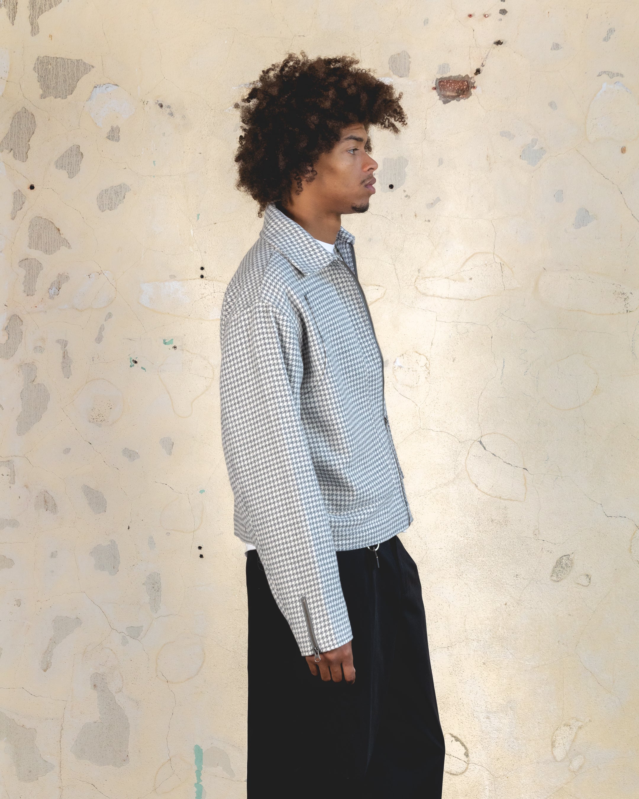 404 Studio Cropped Jacket - Grey/White Women's Fashion Outerwear for Casual Streetwear & Spring Layering