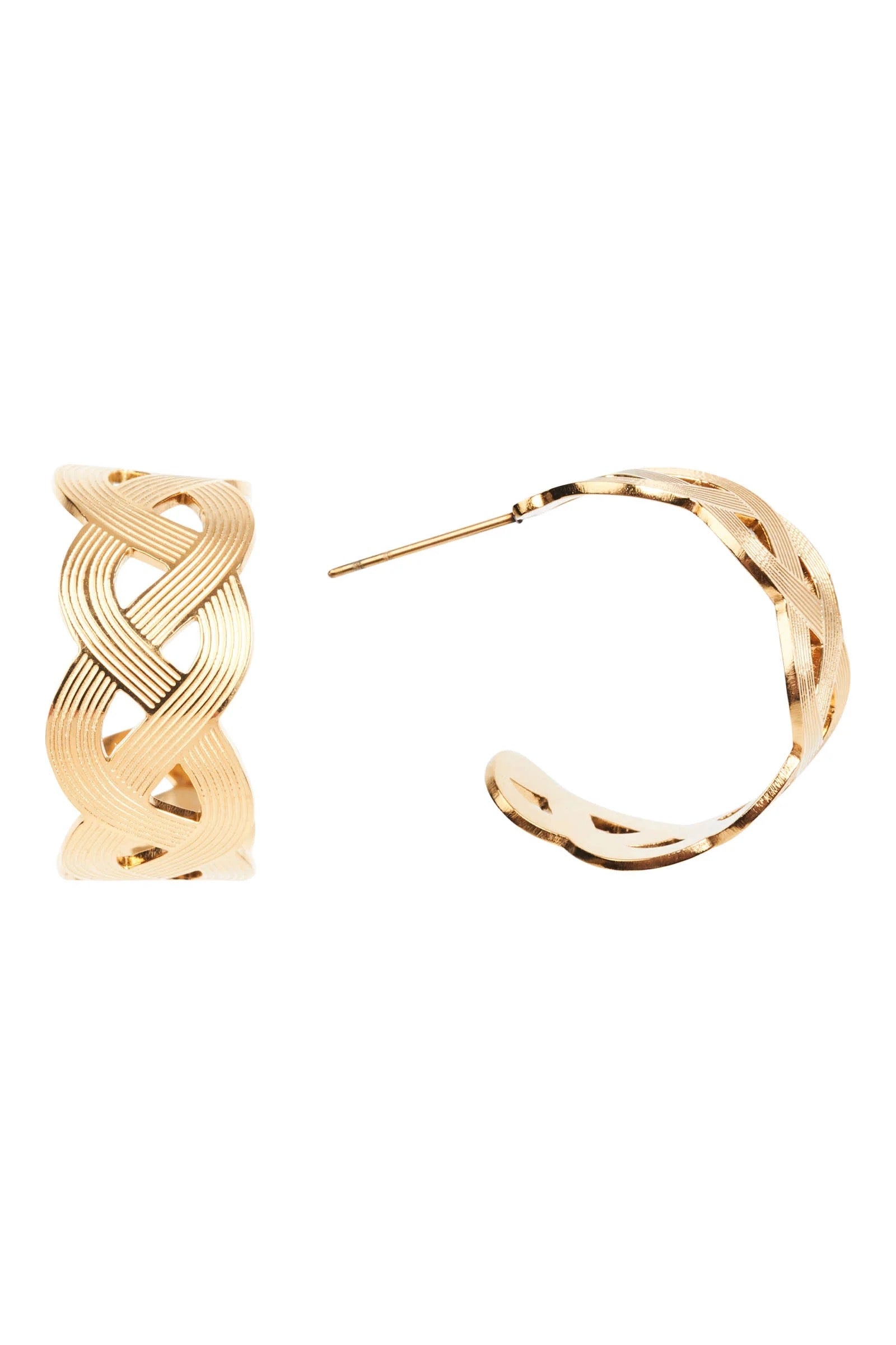 Stylish Gold Hoop Earrings with Intricate Weave Design - Perfect for Everyday Wear, Parties & Special Occasions