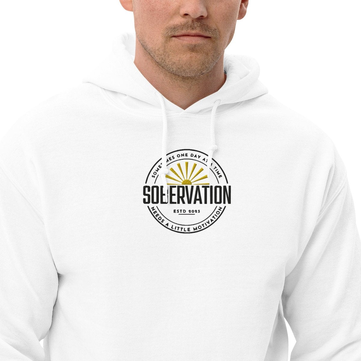 Sobervation Logo Embroidered Unisex Hoodie - Comfortable Pullover Sweatshirt for Men & Women | Perfect for Casual Wear, Gym, and Outdoor Activities