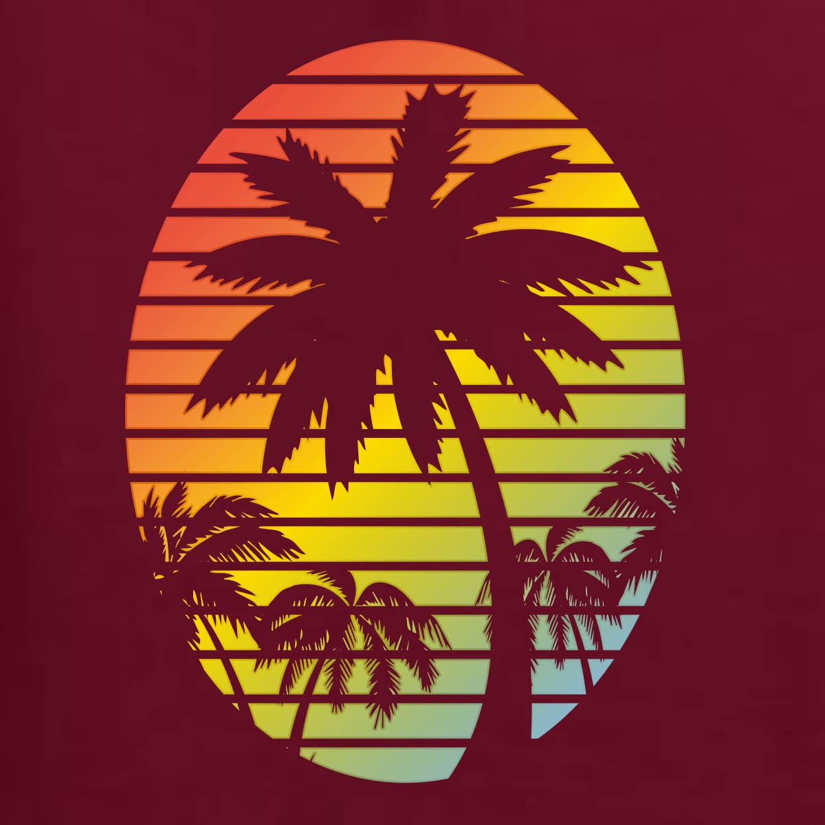 Tropical Palm Trees Sunset Graphic T-Shirt for Men - Cool Beach Style Casual Tee | Perfect for Summer Vacations, Beach Parties & Tropical Getaways