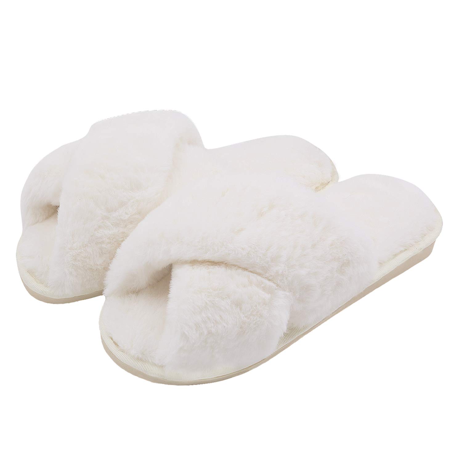 Cozy Women's Fuzzy Slippers - Faux Fur Cross Band Warm Slide Sandals with Leopard Print Plush Open Toe for Indoor Comfort | Perfect for Lounging at Home, Relaxing & Winter Warmth