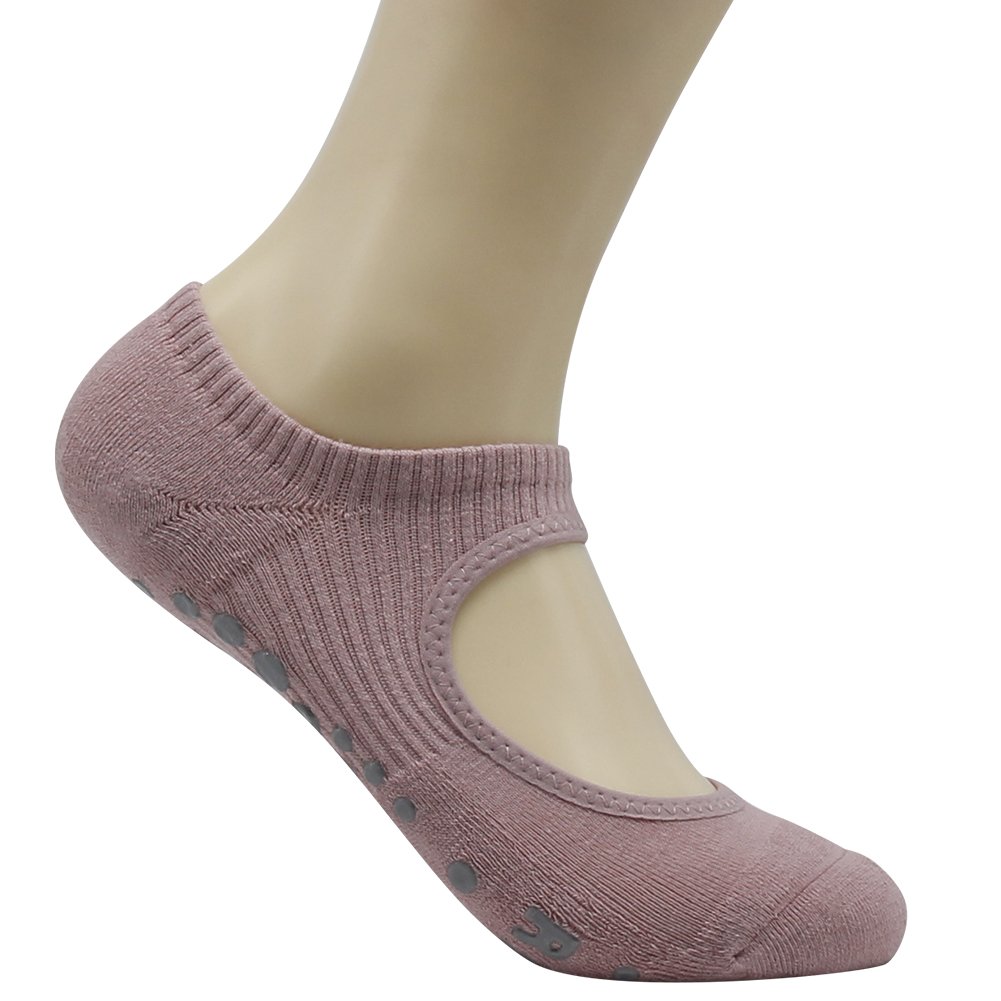 Yoga Non Slip Socks for Women - Ristake Ballet Grip Socks with Anti-Skid Sole for Barre, Pilates, Yoga & Dance - Low Cut Ankle Sport Toe Shoes for Studio, Gym & Home Workouts - 1 Pair (Red)