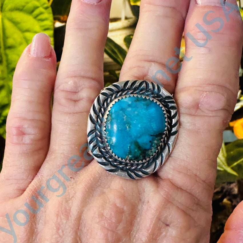 Sterling Silver Navajo Turquoise Ring by George Phillips - Size 12.5 | Handmade Native American Jewelry for Women & Men - Perfect for Weddings, Gifts & Boho Fashion