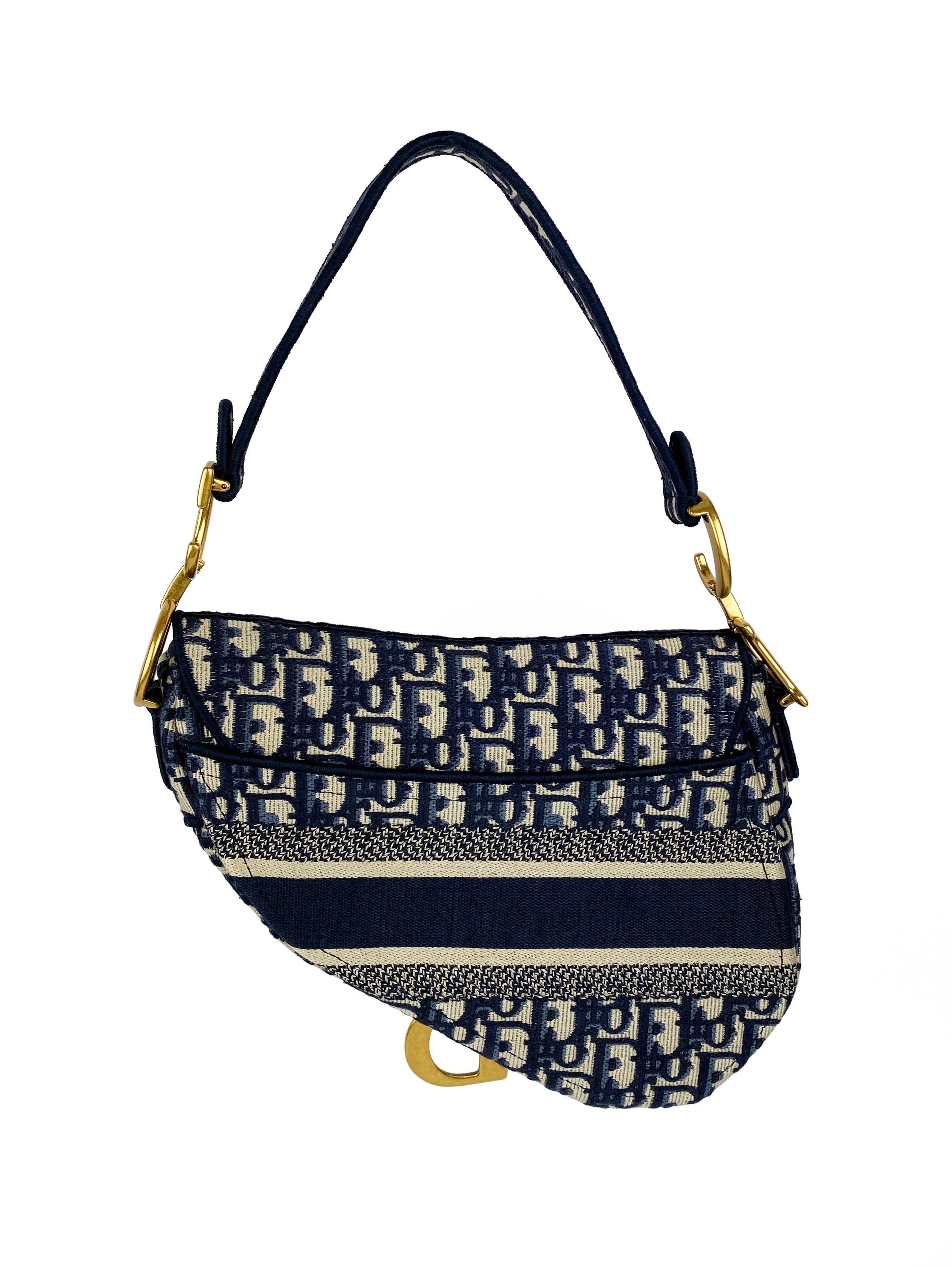 Christian Dior Blue Oblique Saddle Bag - Luxury Designer Crossbody Purse for Women | Perfect for Date Night, Parties & Special Occasions
