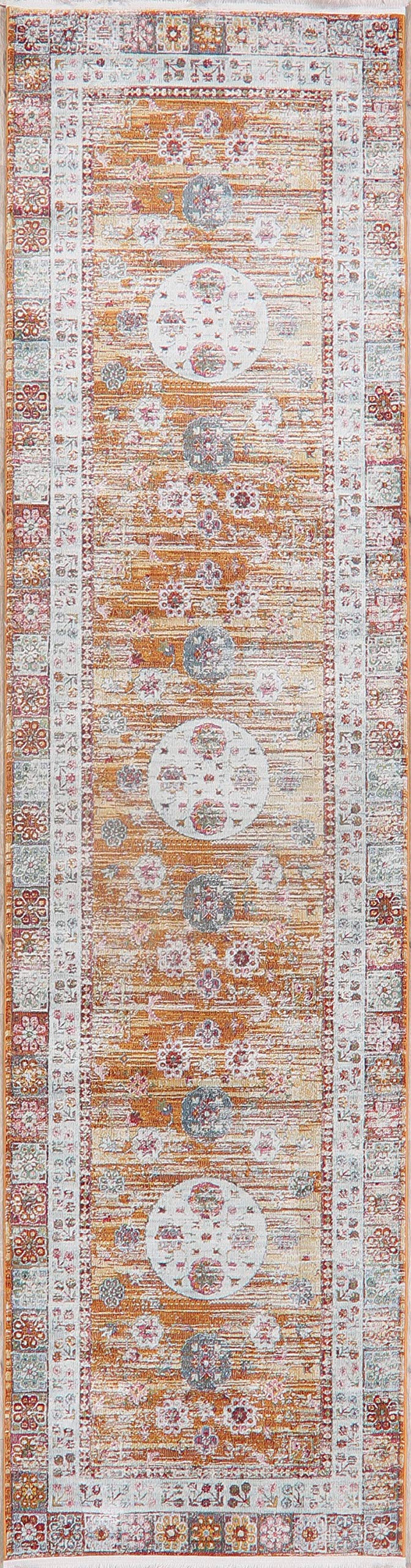 Vintage Geometric Distressed Turkish Transitional 10 ft Runner Rug - Oriental Hallway Carpet 3x10 - Perfect for Boho Living Rooms, Entryways & Long Narrow Spaces