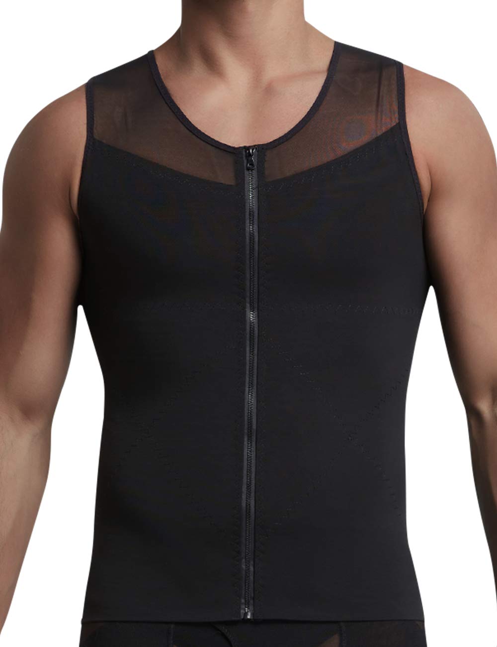 Men's Slimming Compression Shirts with Zipper - Body Shaper Shapewear for Workout, Gym & Everyday Wear