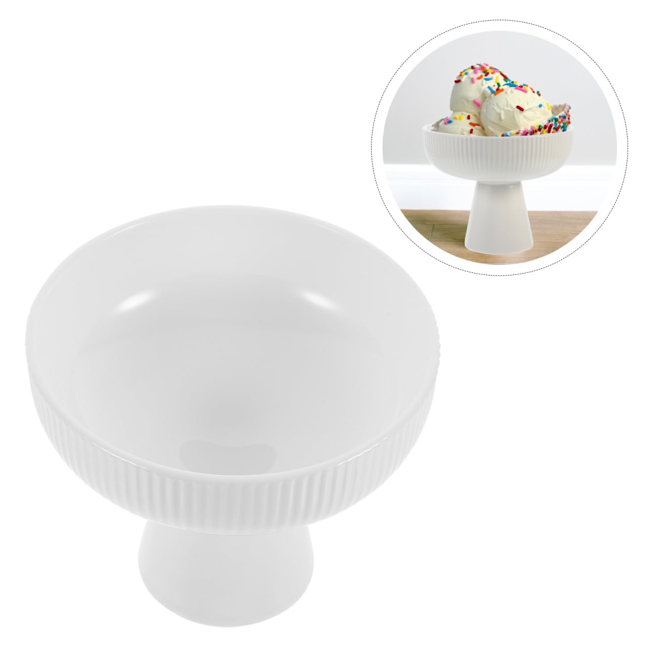 DOITOOL Ceramic Ice Cream Bowl with Pedestal - Elegant Footed Dessert Cup for Sundae, Parfait, Fruit, Pudding & Trifle - Perfect for Parties, Home Desserts & Ice Cream Shops