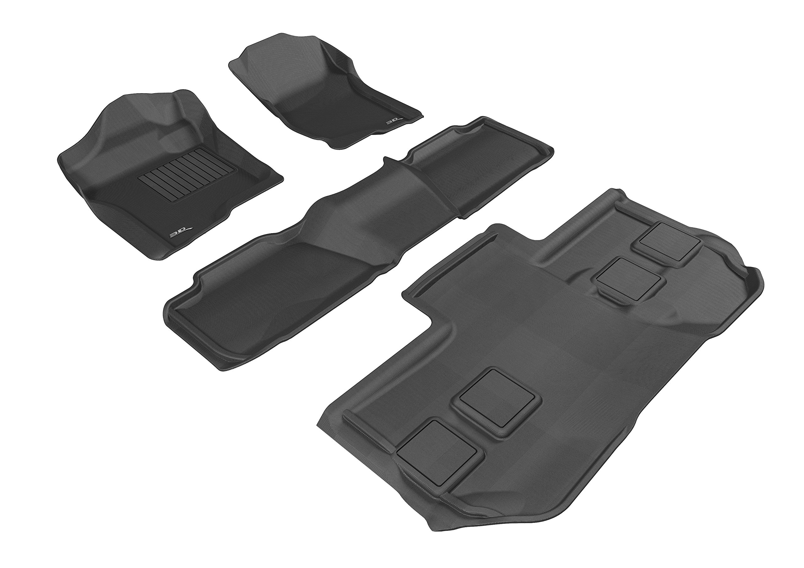3D MAXpider Custom Fit All-Weather Floor Mats for GMC Yukon XL (2015-2023) - Complete Set with 2nd Row Captain Seats | KAGU Series | Front, Second & Third Row Protection | Perfect for Winter, Rain & Mud | Durable Car Interior Accessories for Family SUV