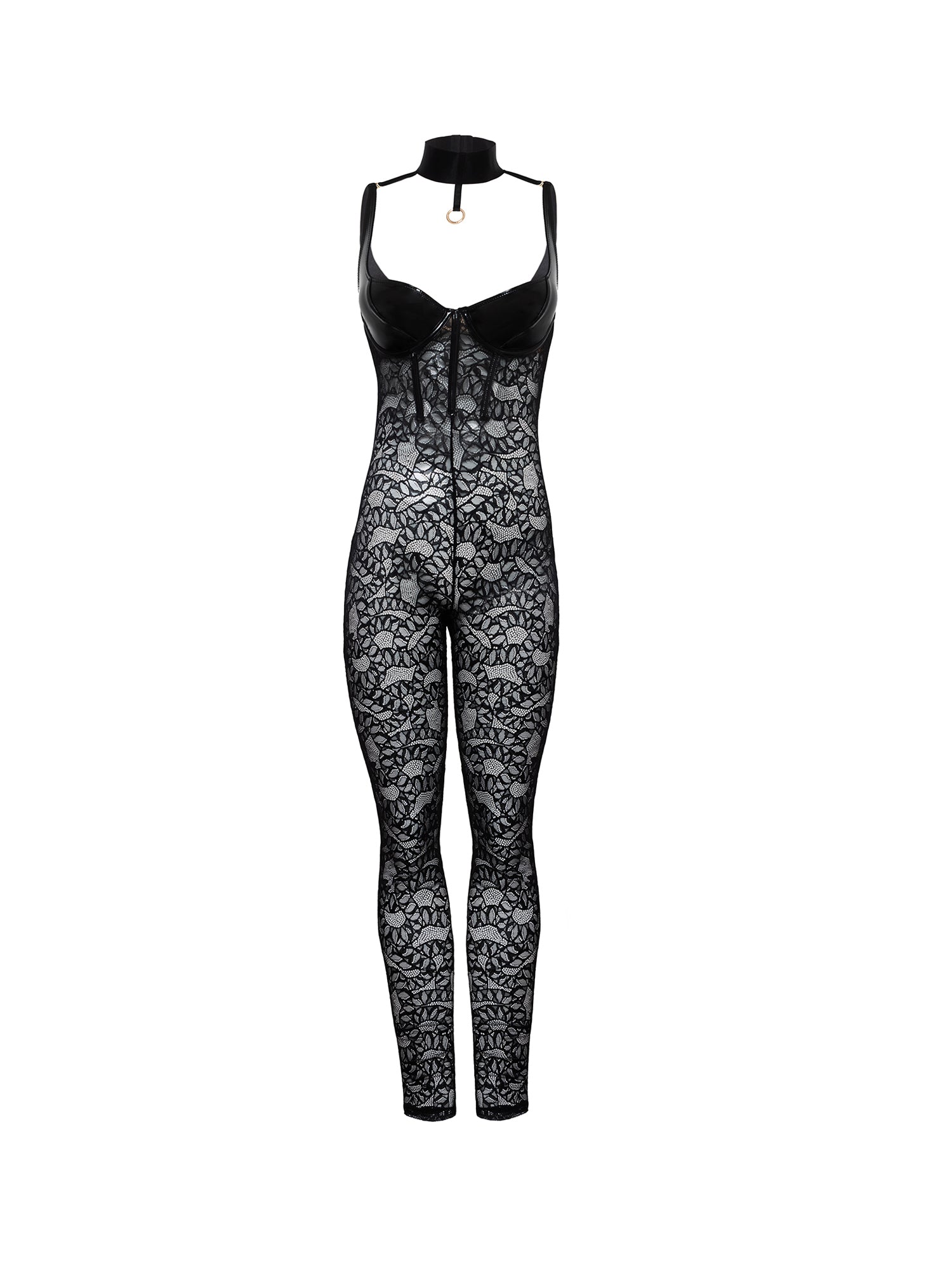 Sexy Fetish Wear Bustier Lace Catsuit - Adjustable Straps & Hook Closure for Perfect Fit | Latex Bodysuit for Roleplay, Bachelorette Parties & Sensual Nights