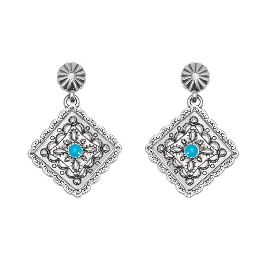 Handmade Mosaic Paseo Concho Post Drop Earrings – Southwest Style Turquoise & Silver Dangle Earrings for Women | Perfect for Boho Fashion, Festivals & Everyday Wear