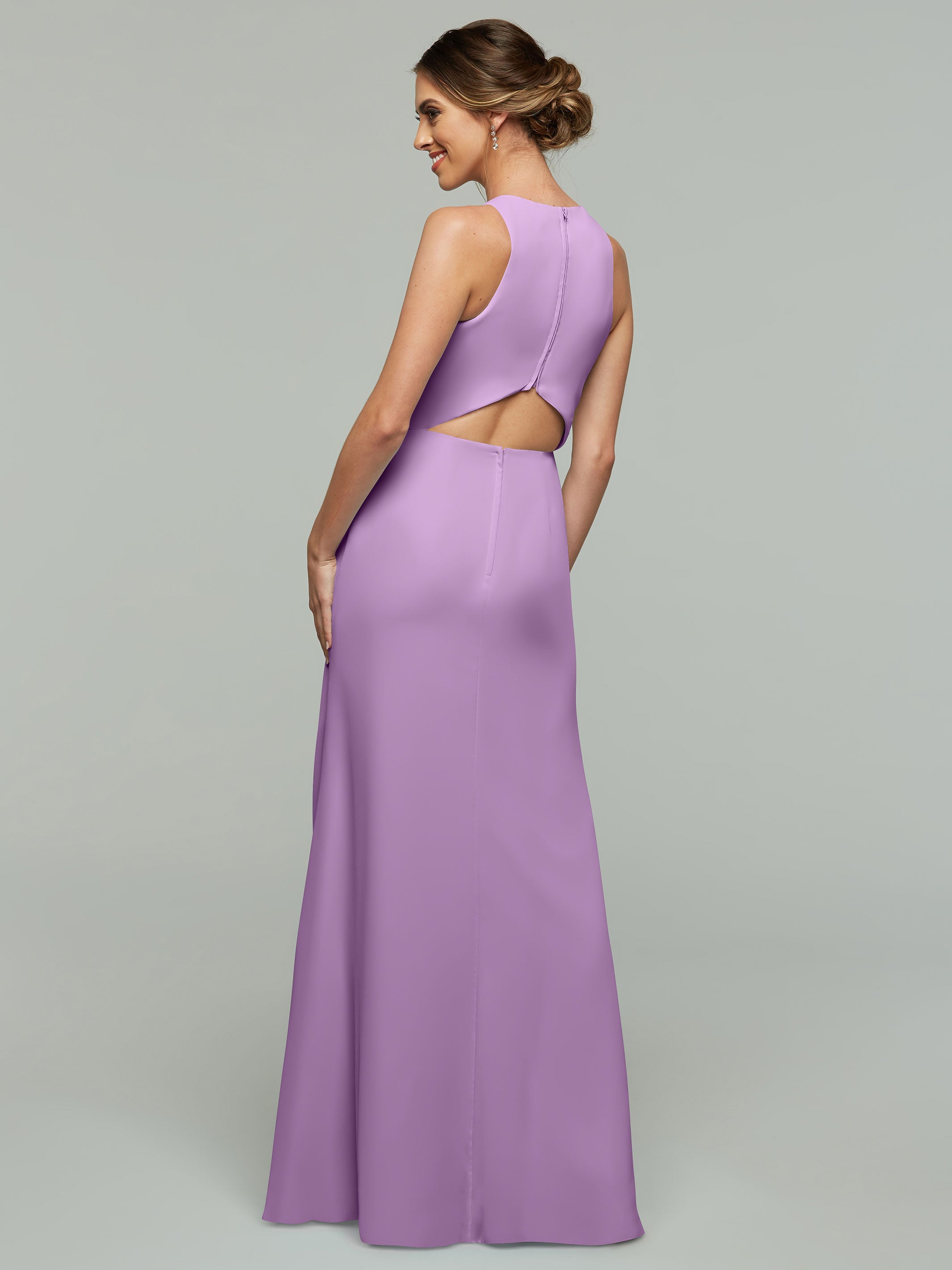 Elegant 80175 Chiffon A-Line Bridesmaid Dress with Plunging Halter Neckline - Perfect for Weddings, Formal Events & Special Occasions