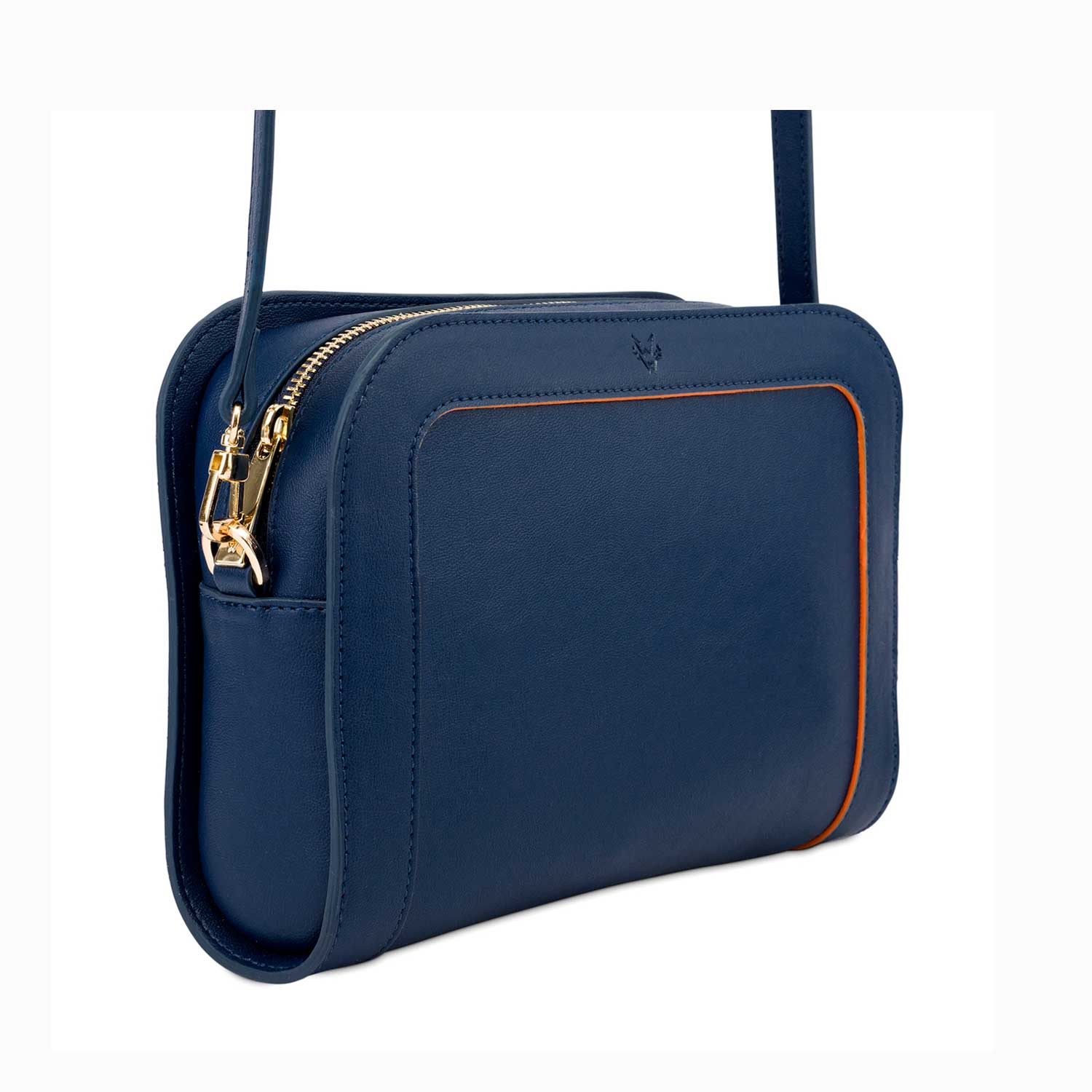 Wilton Vegan Leather Crossbody Bag for Women - Stylish Navy & Orange Purse | Perfect for Work, Travel & Everyday Use