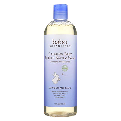 Babo Botanicals Calming Lavender Shampoo, Bubble Bath & Body Wash - 15 oz - Gluten Free, Vegan & Hypoallergenic - Perfect for Baby's Bedtime Routine & Sensitive Skin Care
