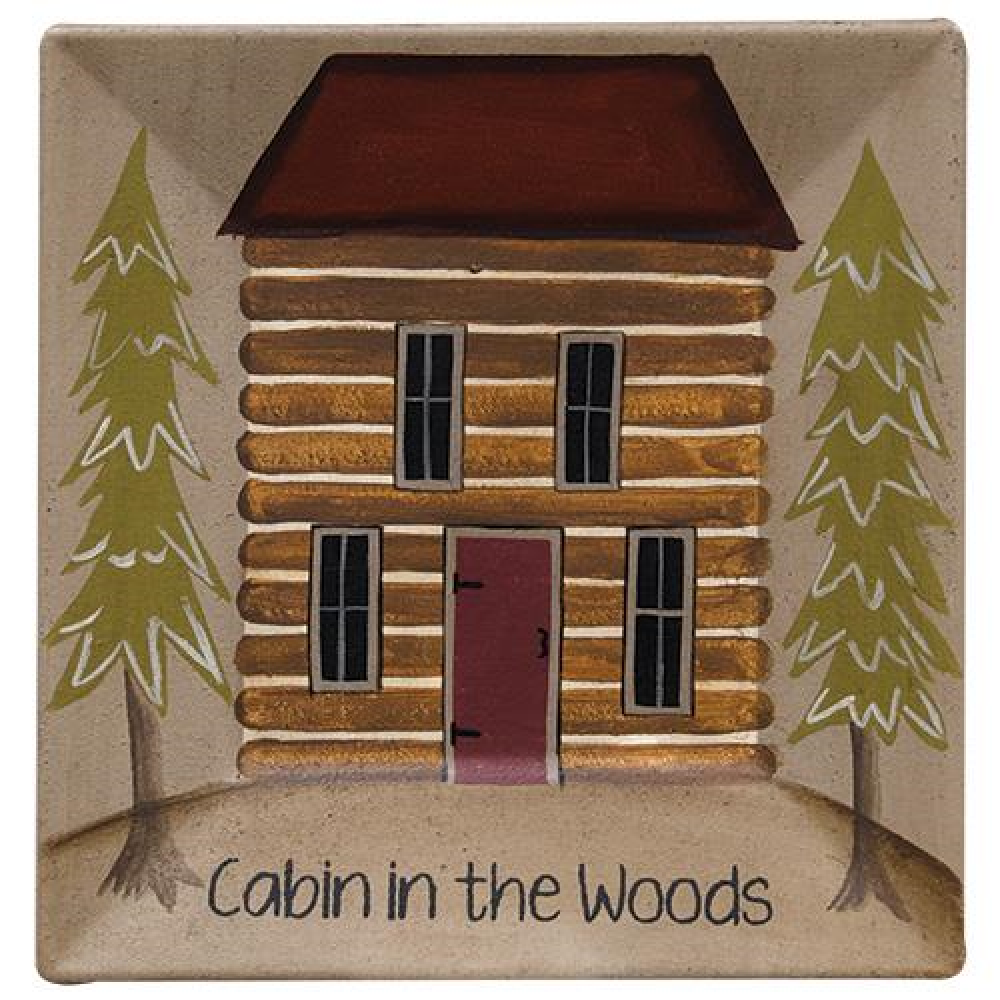 Rustic Cabin in the Woods Dinner Plate Set - Handcrafted Ceramic Plates for Cozy Cabin Dining, Camping Trips & Farmhouse Decor