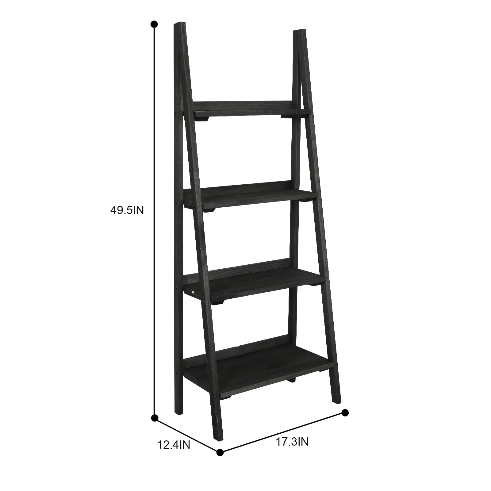 Babion 4-Tier Industrial Ladder Shelf - Sturdy Wooden Leaning Bookcase with Stable Frame | Multi-Purpose Storage Rack for Books, Plants & Decor | Perfect for Home, Bedroom, Kitchen & Office Organization