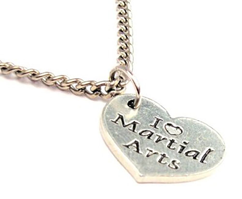 I Love Martial Arts Pendant Necklace - 18 Inch Adjustable Chain for Karate, Kung Fu & MMA Fans - Perfect Gift for Fighters & Martial Arts Enthusiasts