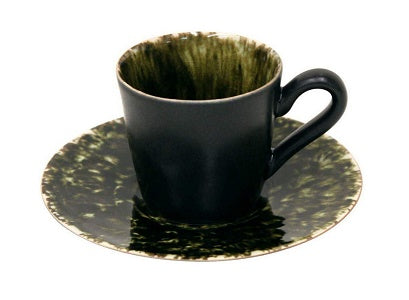 COSTA NOVA Riviera Collection Stoneware Ceramic Espresso Cup & Saucer Set - 3 oz Capacity, Forest Green - Perfect for Coffee Shops, Home Cafes & Italian-Style Espresso Drinks