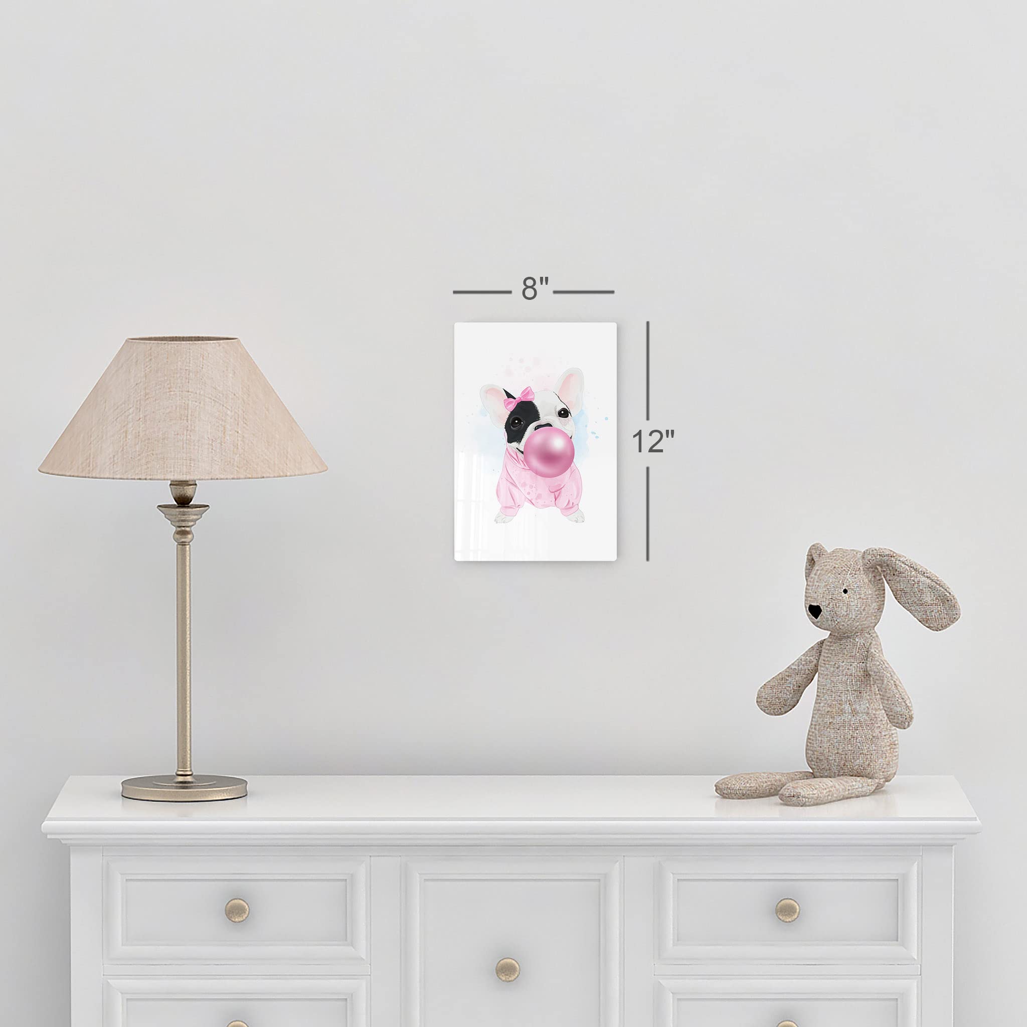 French Bulldog Portrait Sweatshirt & Chewing Gum Metal Wall Art Print - Pet Lover Gift, Animal Decor for Living Room, Bedroom, Nursery - 12x8 - Perfect for Dog Lovers & Home Decoration
