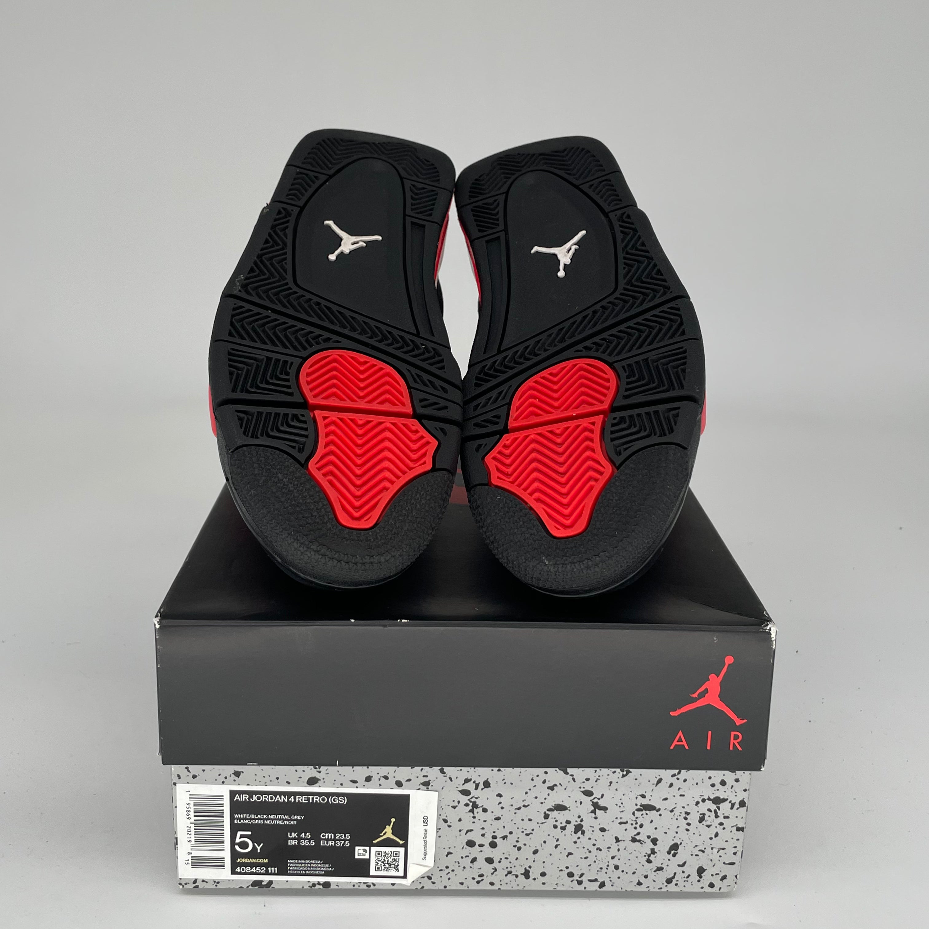 AIR JORDAN 4 RED THUNDER Sneakers - Men's Size 5Y (408452-016) | Basketball Shoes for Court & Street Style | Perfect for Games, Training & Casual Wear