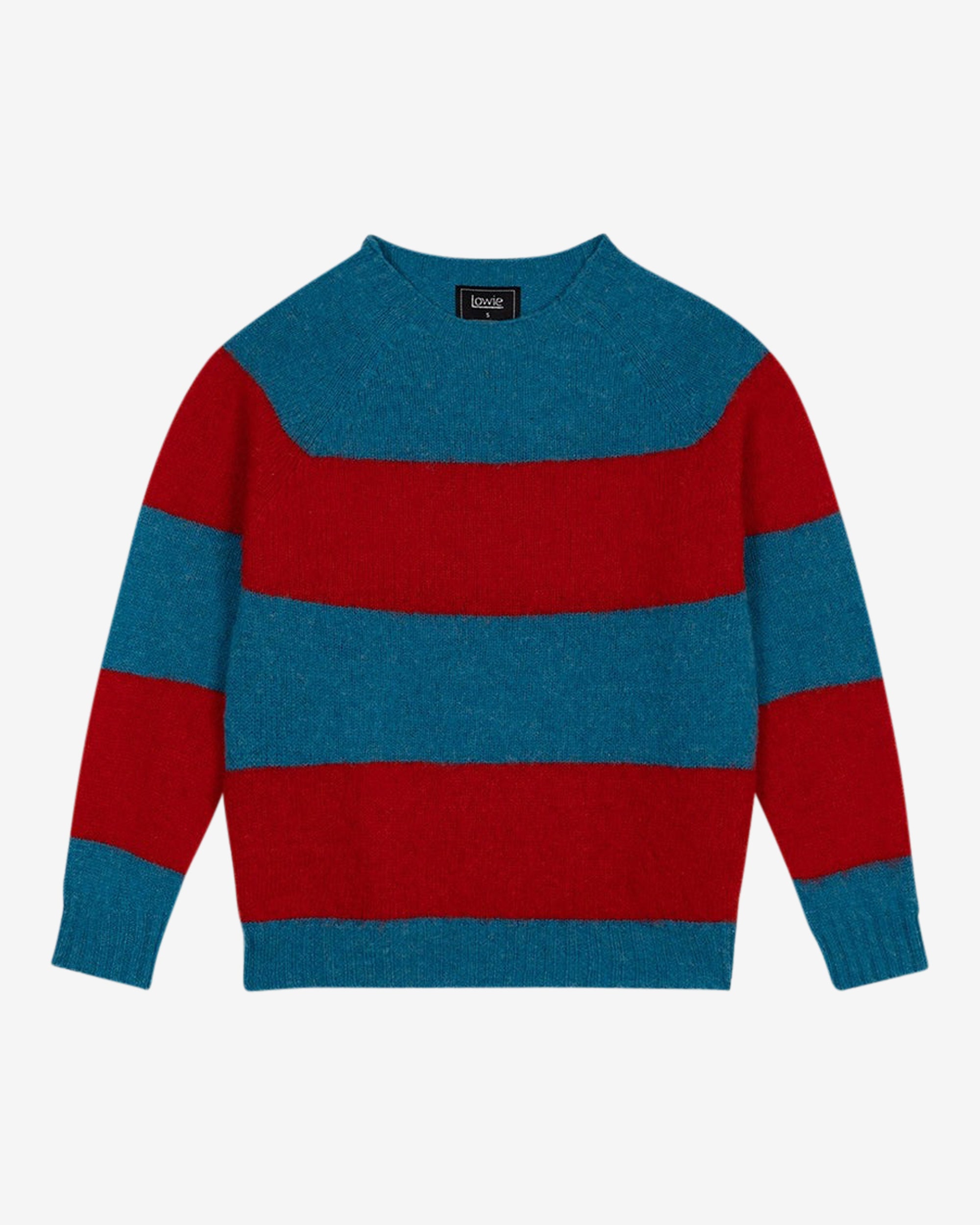 Lowie Blue and Red Stripe Scottish Jumper - Cozy Knit Sweater for Men & Women | Perfect for Winter Fashion, Christmas Gifts & Casual Outfits