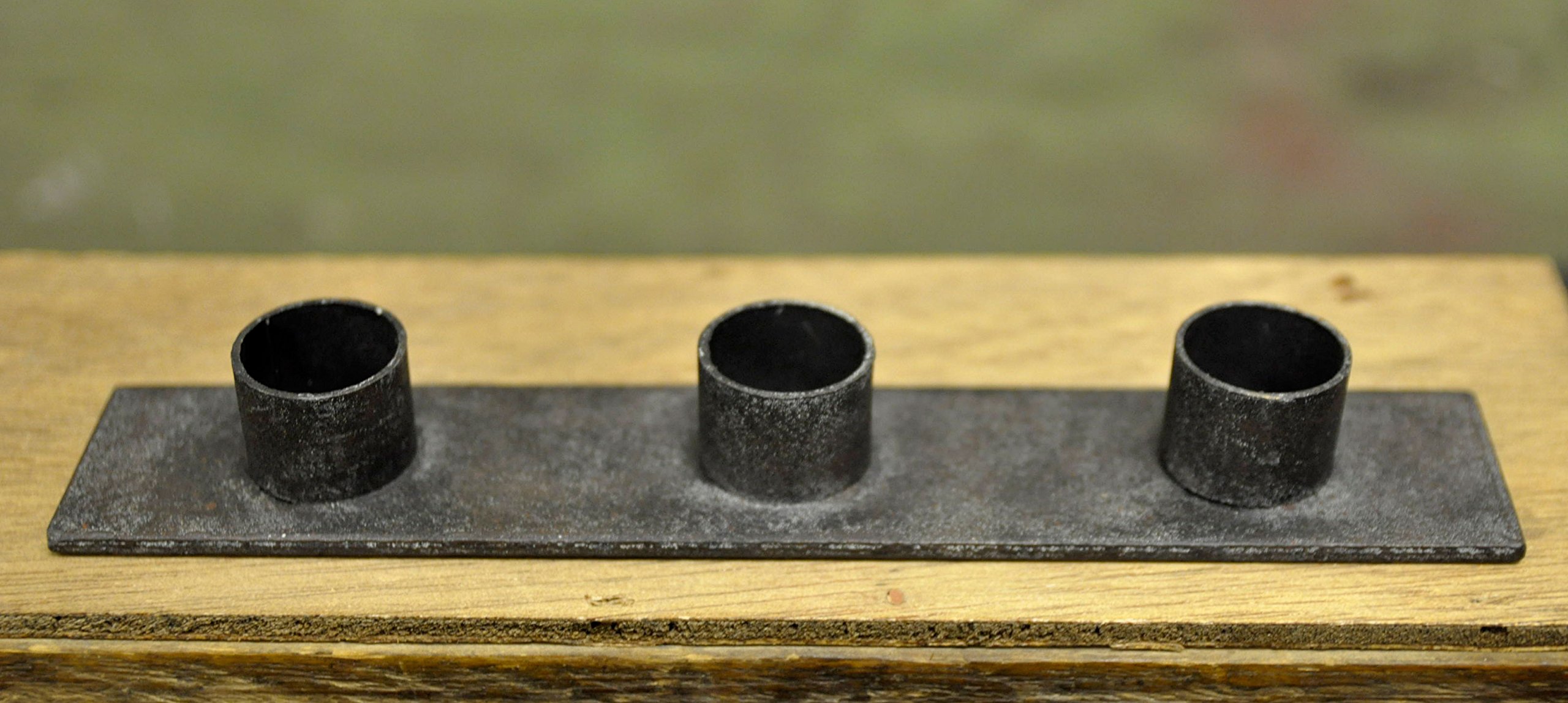 Distressed Black Iron Triple Taper Candle Holder - 8