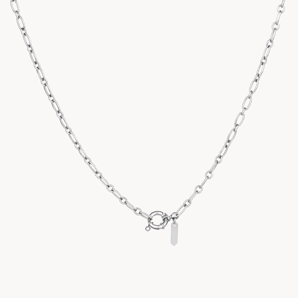 Silver Alternating Paperclip Chain Necklace - Trendy Layered Jewelry for Women, Perfect for Everyday Wear & Gift Giving