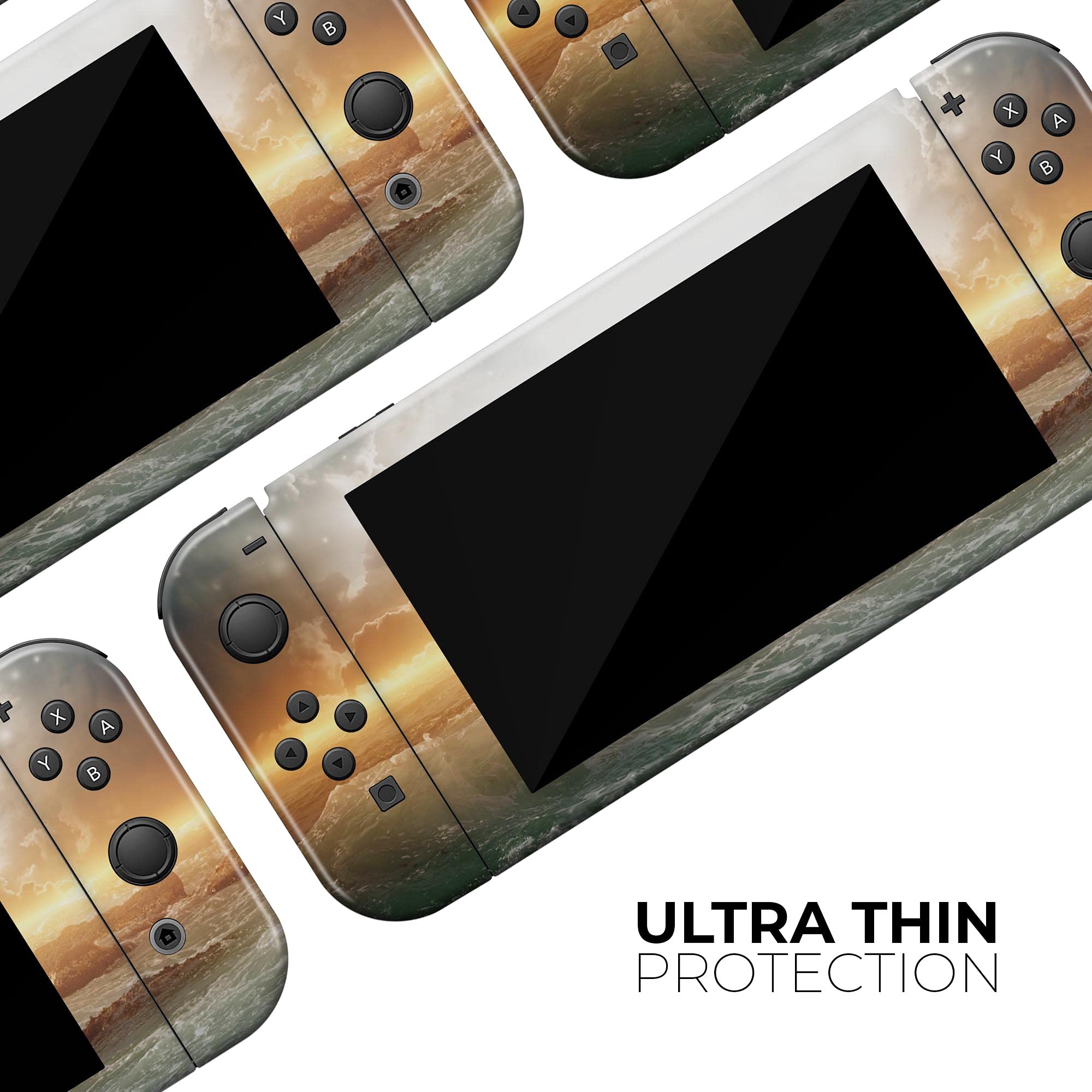 Nintendo Switch Skin Decal - Majestic Sky on Crashing Waves Vinyl Wrap Cover - Scratch-Resistant, Removable Protective Cover for Switch Console & Joy-Con - Perfect for Gaming, Travel & Home Entertainment