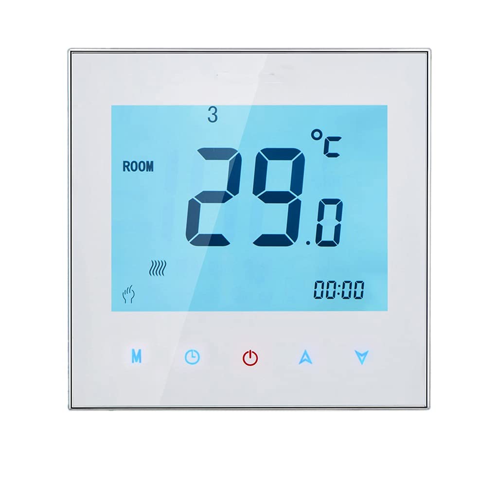 Programmable LCD Touch Screen Water Heating Thermostat - Digital Room Temperature Controller with Weekly Timer (Blue) | Perfect for Home, Office & Greenhouse Climate Control