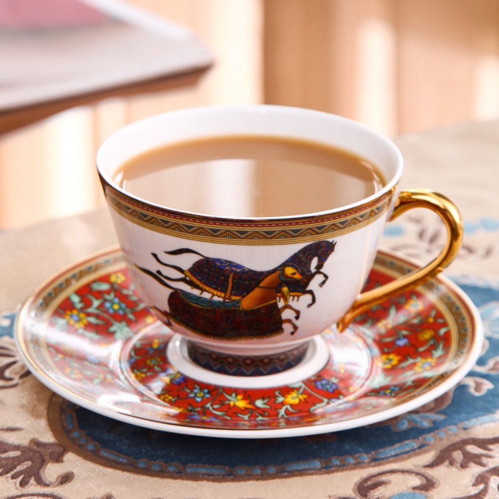 Elegant British Bone China Horse Tea Set - 16-Piece Porcelain Tea Service for Afternoon Tea, Gifts & Collectibles - Perfect for Bridal Showers, High Tea Parties & Home Decor