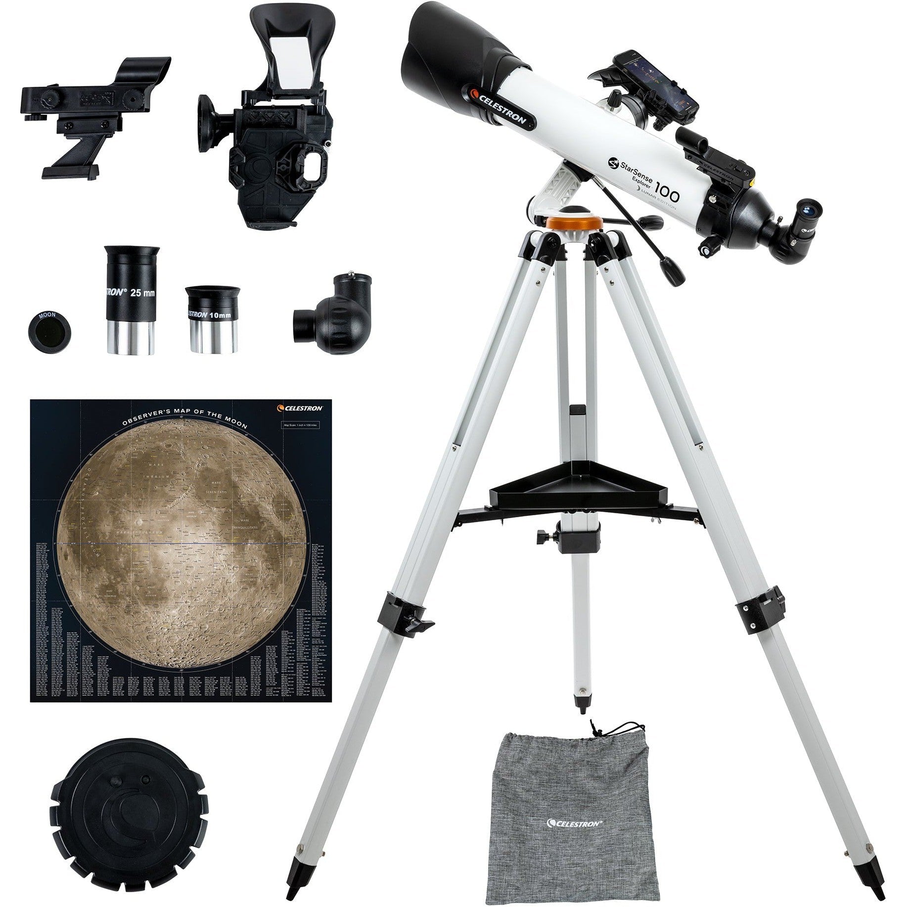 StarSense Explorer DX 100AZ Smartphone App Enabled Refractor Telescope - Lunar & Planetary Observation, Stargazing for Beginners, Astronomy Gift for Adults & Kids - Perfect for Backyard Viewing and Night Sky Exploration