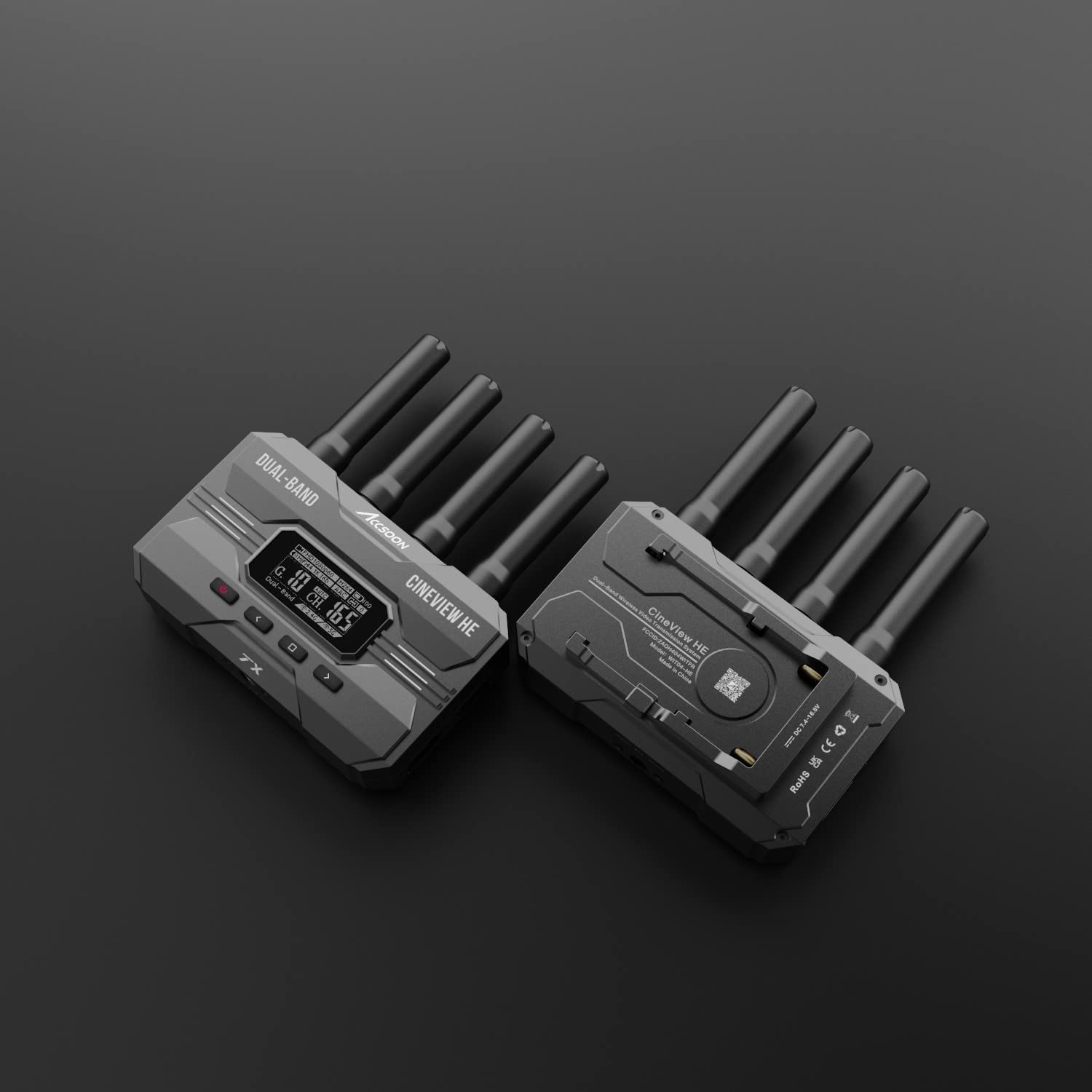 Accsoon CineView HE HDMI Wireless Video Transmitter & Receiver Kit - 2.4GHz/5GHz Dual-Band System, 0.06s Low Latency, 1200ft Range, 4-Device Monitoring for Film Production, Live Streaming & Broadcast