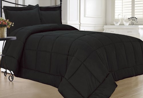 Premium Black Down Alternative Comforter Set King Size - Hypoallergenic & Breathable All-Season Bedding for Cozy Sleep - Perfect for Master Bedrooms, Guest Rooms & Luxury Hotels