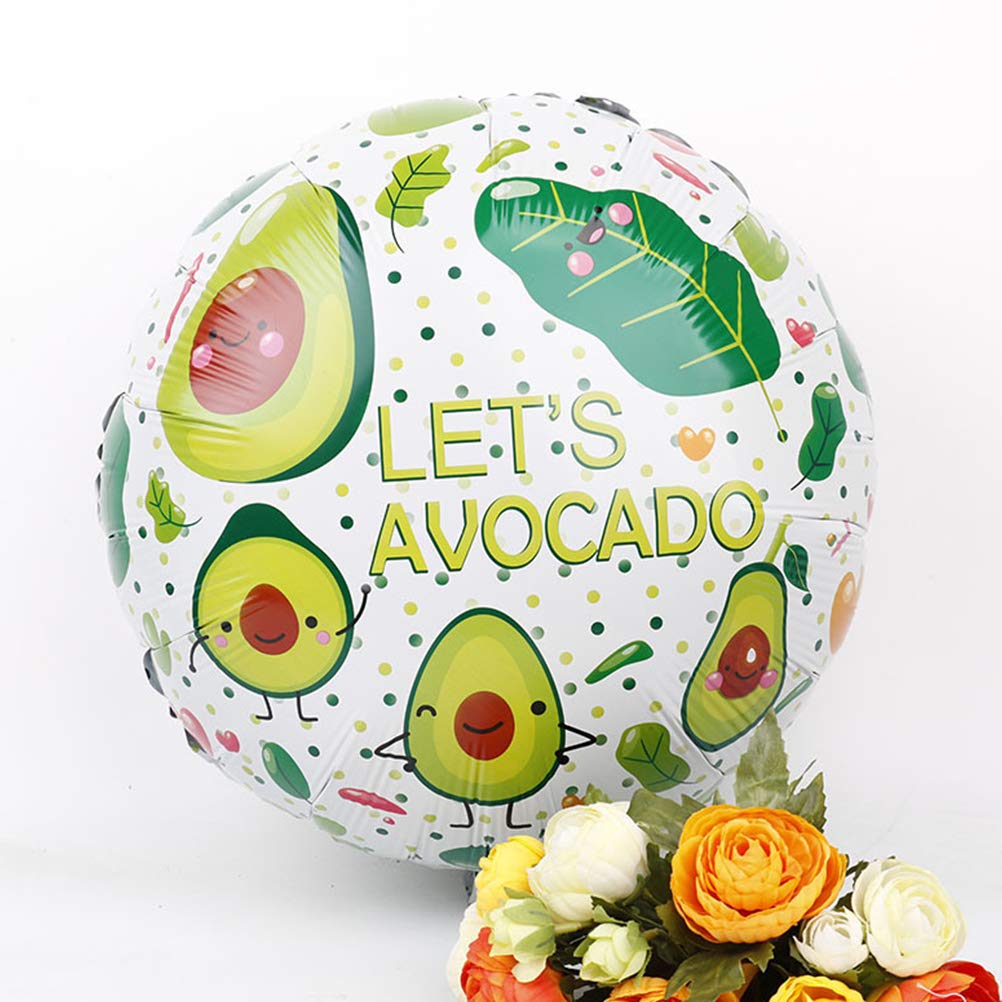 18 Inch Avocado Shaped Mylar Helium Balloons - 10 Pack Foil Party Decorations for Kids Birthday, Baby Shower & Tropical Themed Events