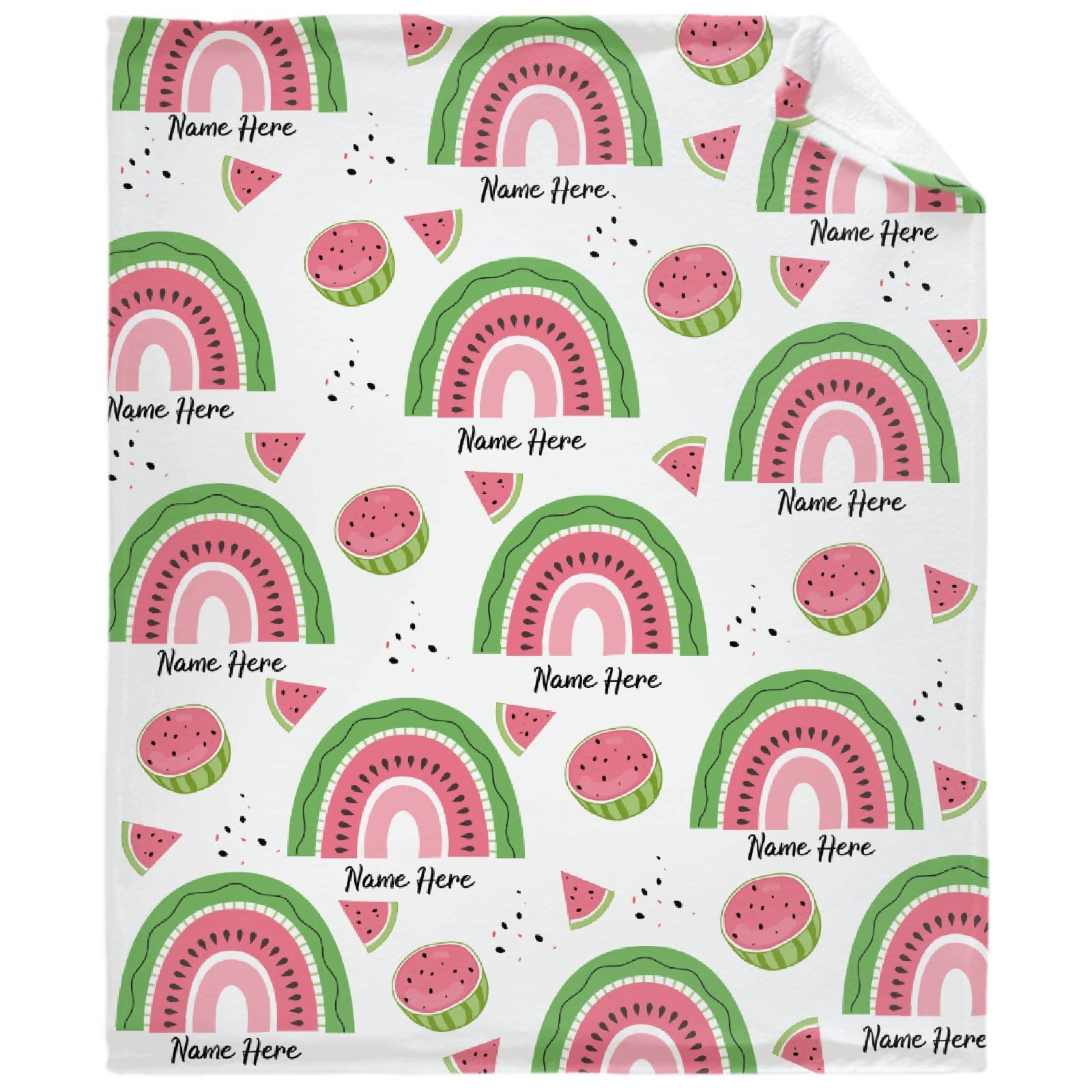 Custom Flannel Blanket Personalized with Watermelon Rainbow Design - Soft Warm Throw Blanket for Couples, Gifts, Home Decor & Cozy Nights