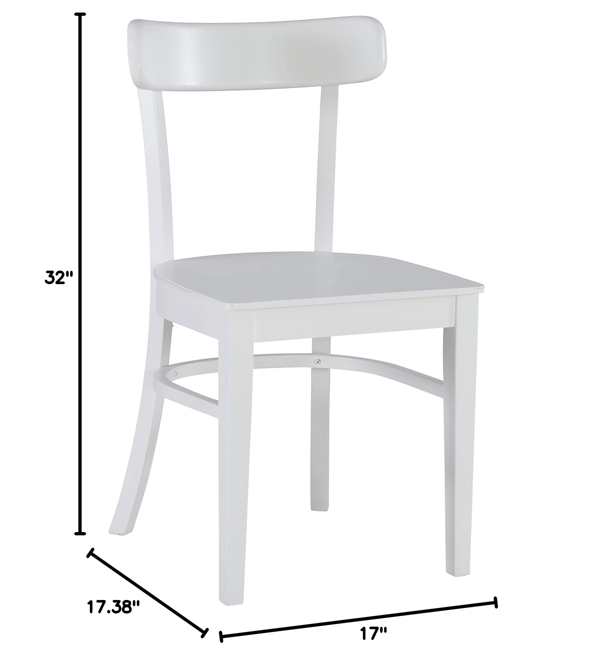Linon Dayleen White Wooden Dining Chairs - Set of 2 Fully Assembled, Solid Wood Kitchen Chairs with Cushioned Seats for Dining Room, Kitchen, Breakfast Nook & Home Decor