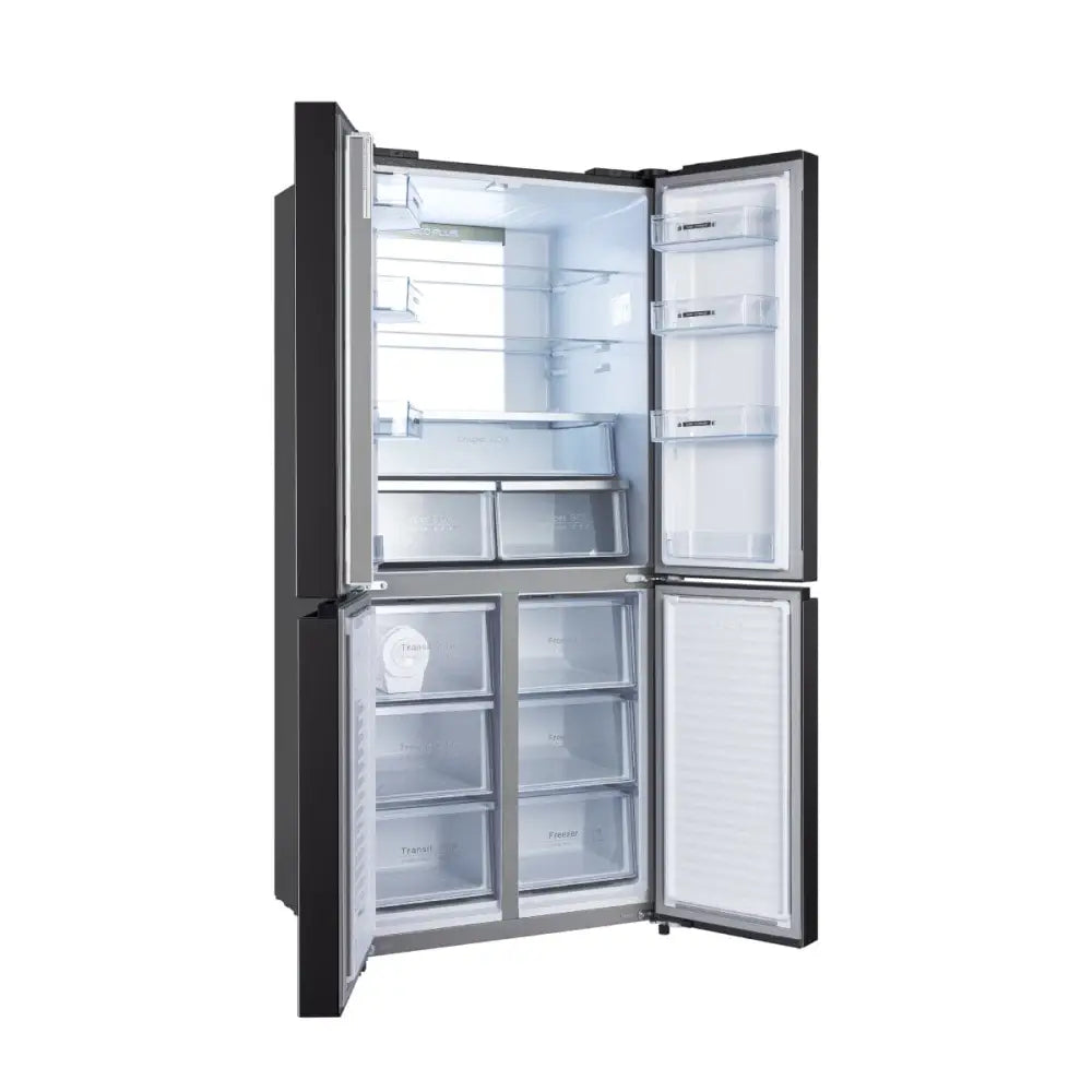 CHiQ CFD502NBS 502L French Door Refrigerator - Black Steel Finish, Energy Efficient Large Capacity Fridge for Modern Kitchen & Family Use